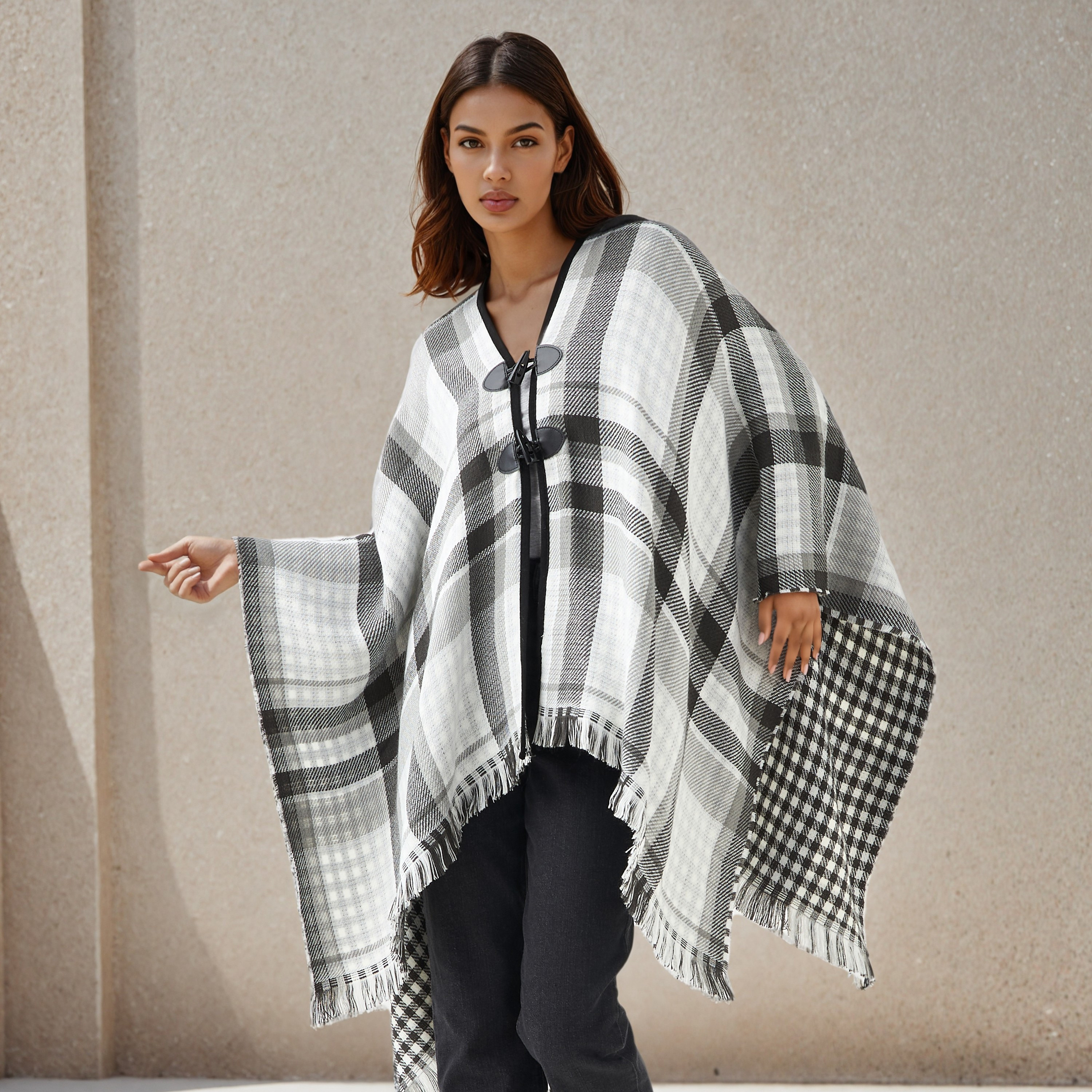 بونشو أكريليك طويل غير متماثل قابل للارتداء على الوجهين من تو إكستريمز-women-winterwear-coatsandjackets-jackets-image-7