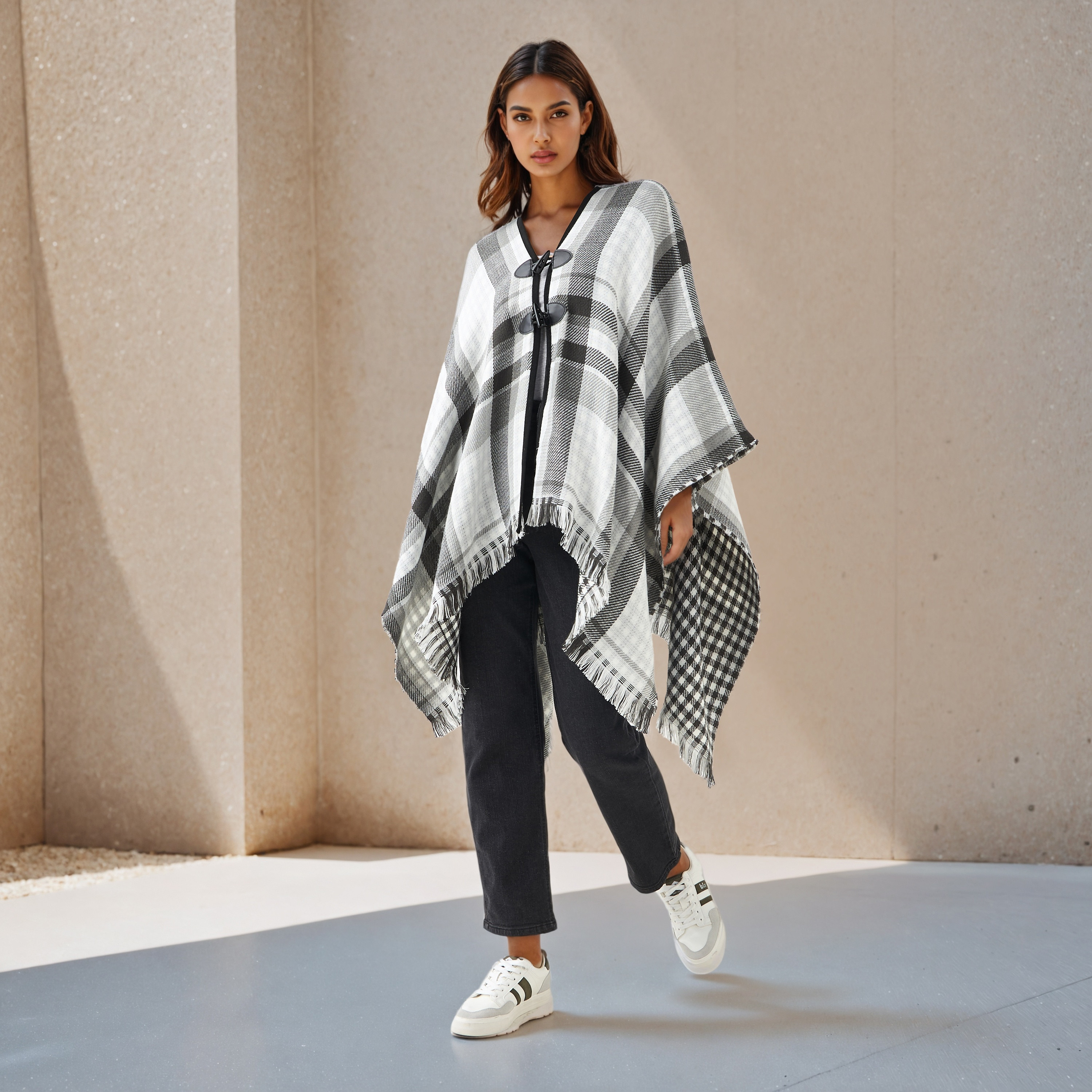 بونشو أكريليك طويل غير متماثل قابل للارتداء على الوجهين من تو إكستريمز-women-winterwear-coatsandjackets-jackets-image-6