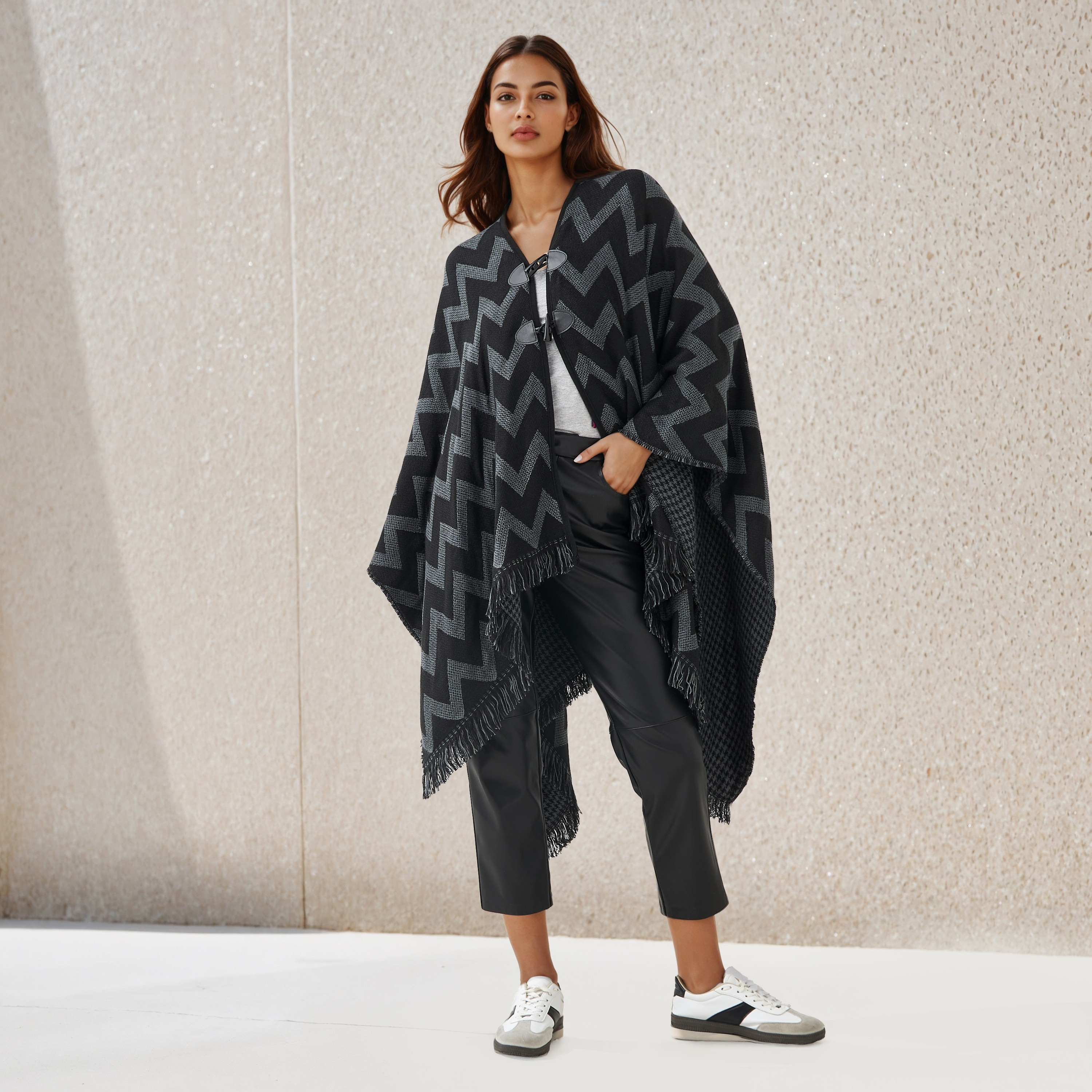 2Xtremz Long Acrylic Asymmetric Reversible Poncho-women-winterwear-coatsandjackets-jackets-image-2