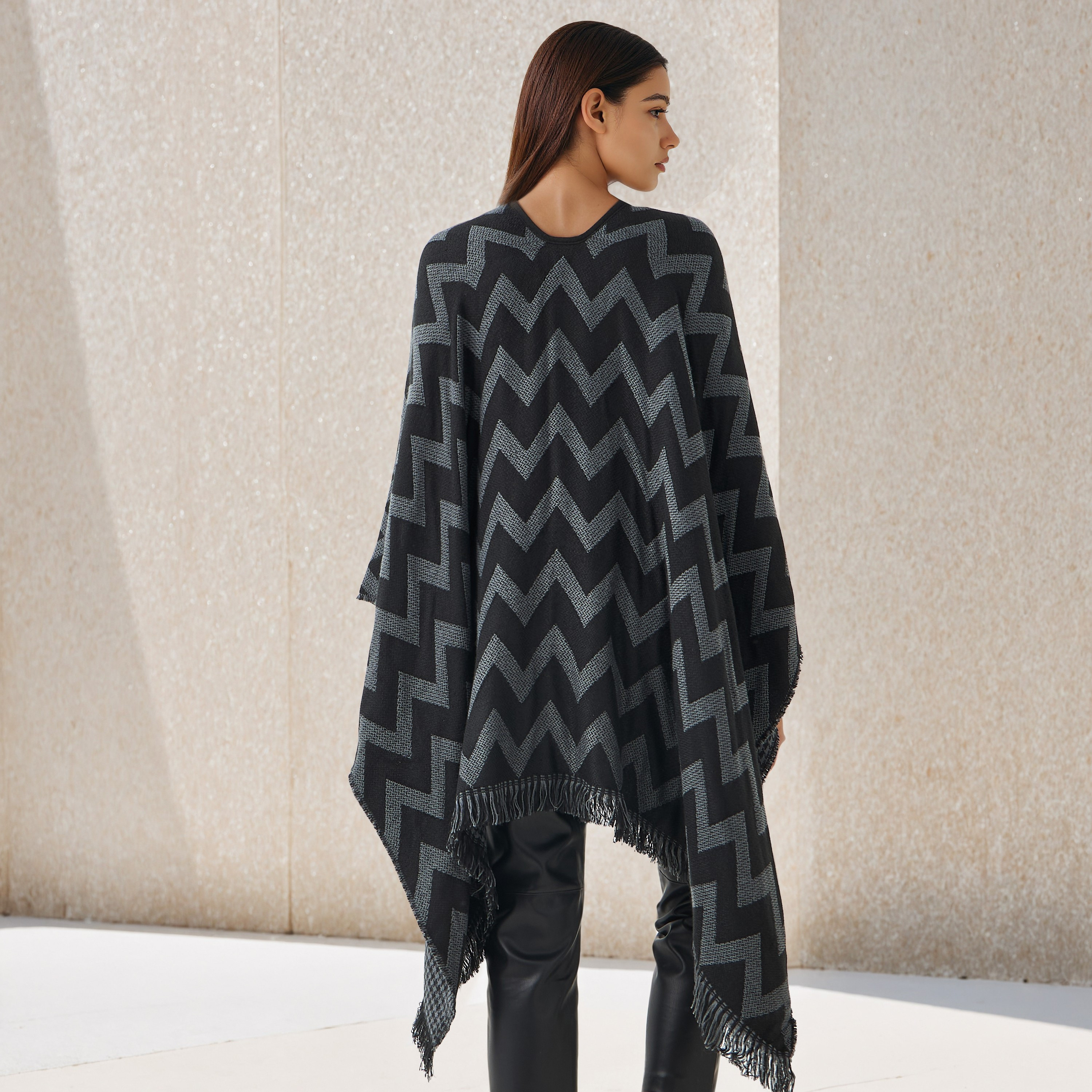 2Xtremz Long Acrylic Asymmetric Reversible Poncho-women-winterwear-coatsandjackets-jackets-image-3