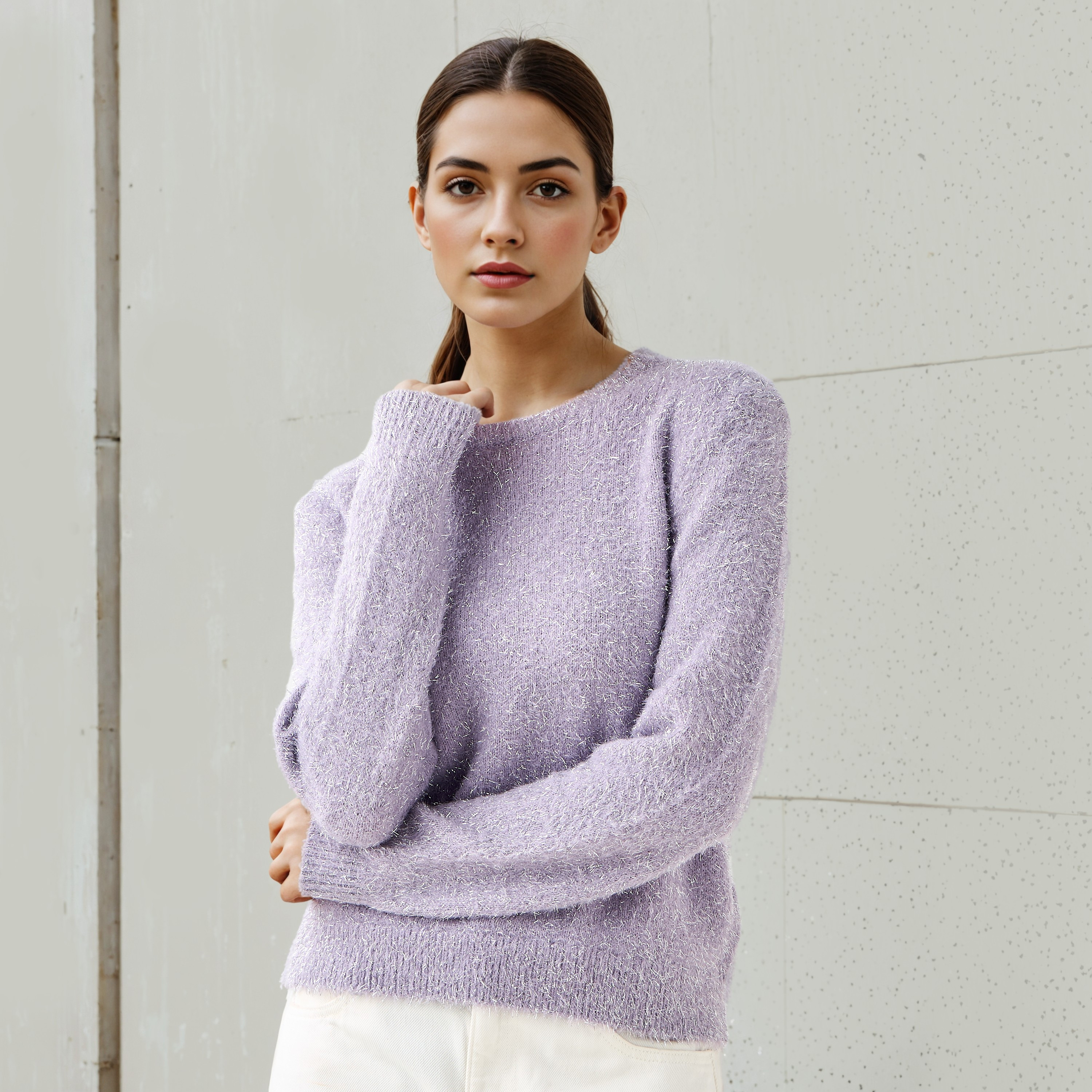 كنزة لوريكس مغطاة بالوبر مع أكمام طويلة من تو إكستريمز-women-clothing-cardigansandjumpers-jumpers-image-5