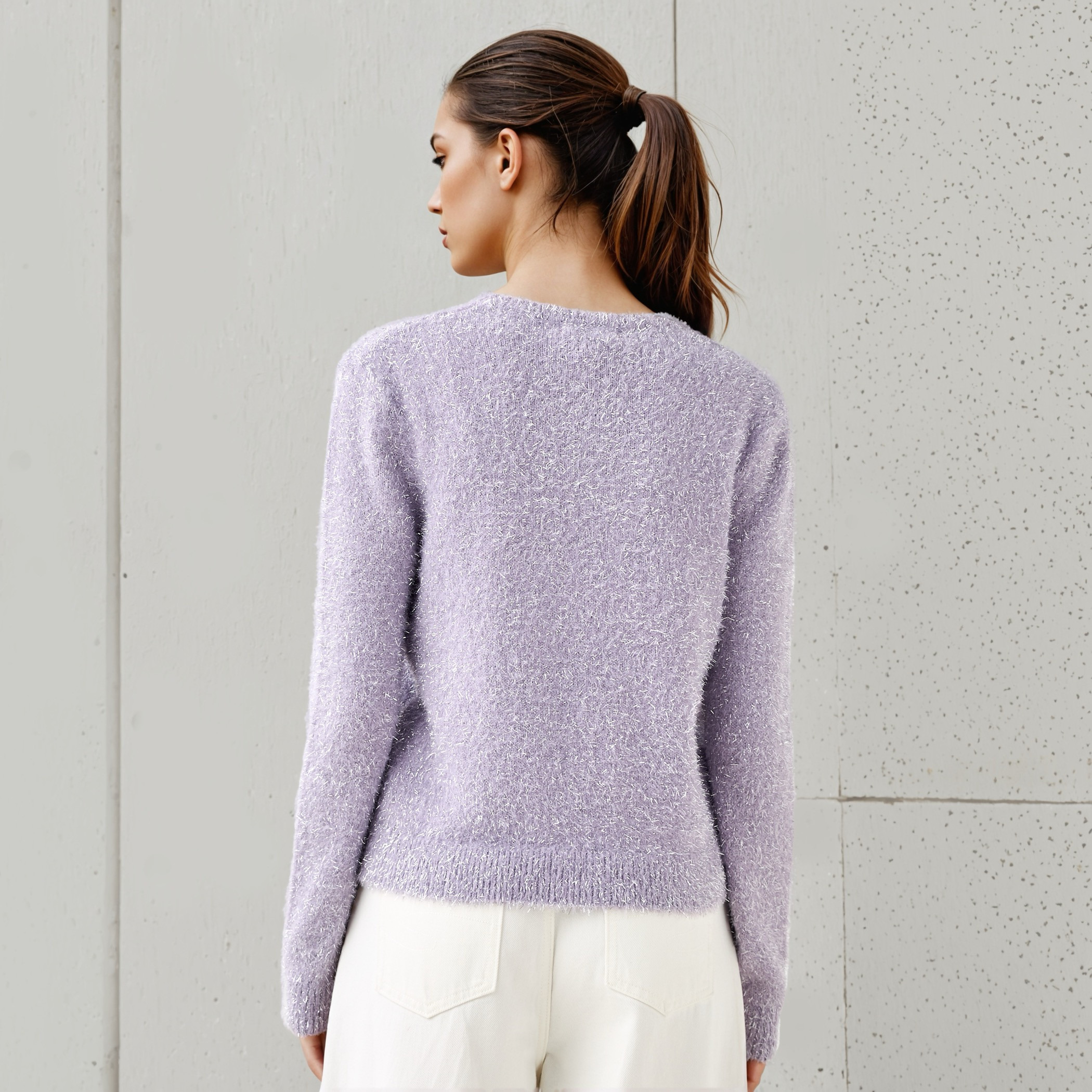 كنزة لوريكس مغطاة بالوبر مع أكمام طويلة من تو إكستريمز-women-clothing-cardigansandjumpers-jumpers-image-3
