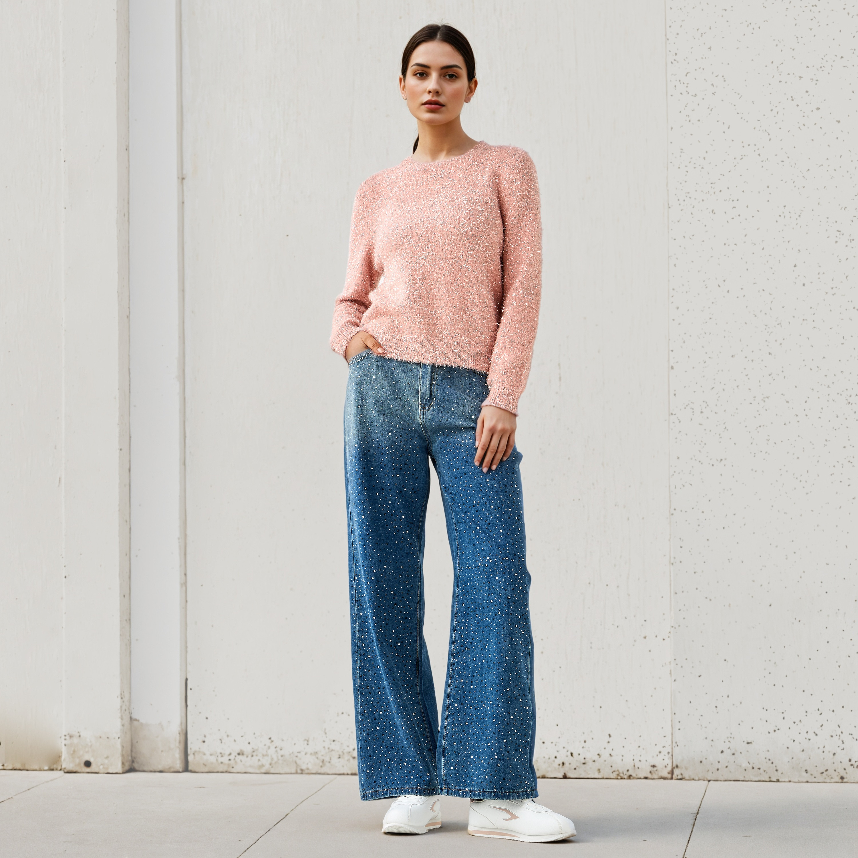 كنزة لوريكس مغطاة بالوبر مع أكمام طويلة من تو إكستريمز-women-clothing-cardigansandjumpers-jumpers-image-4