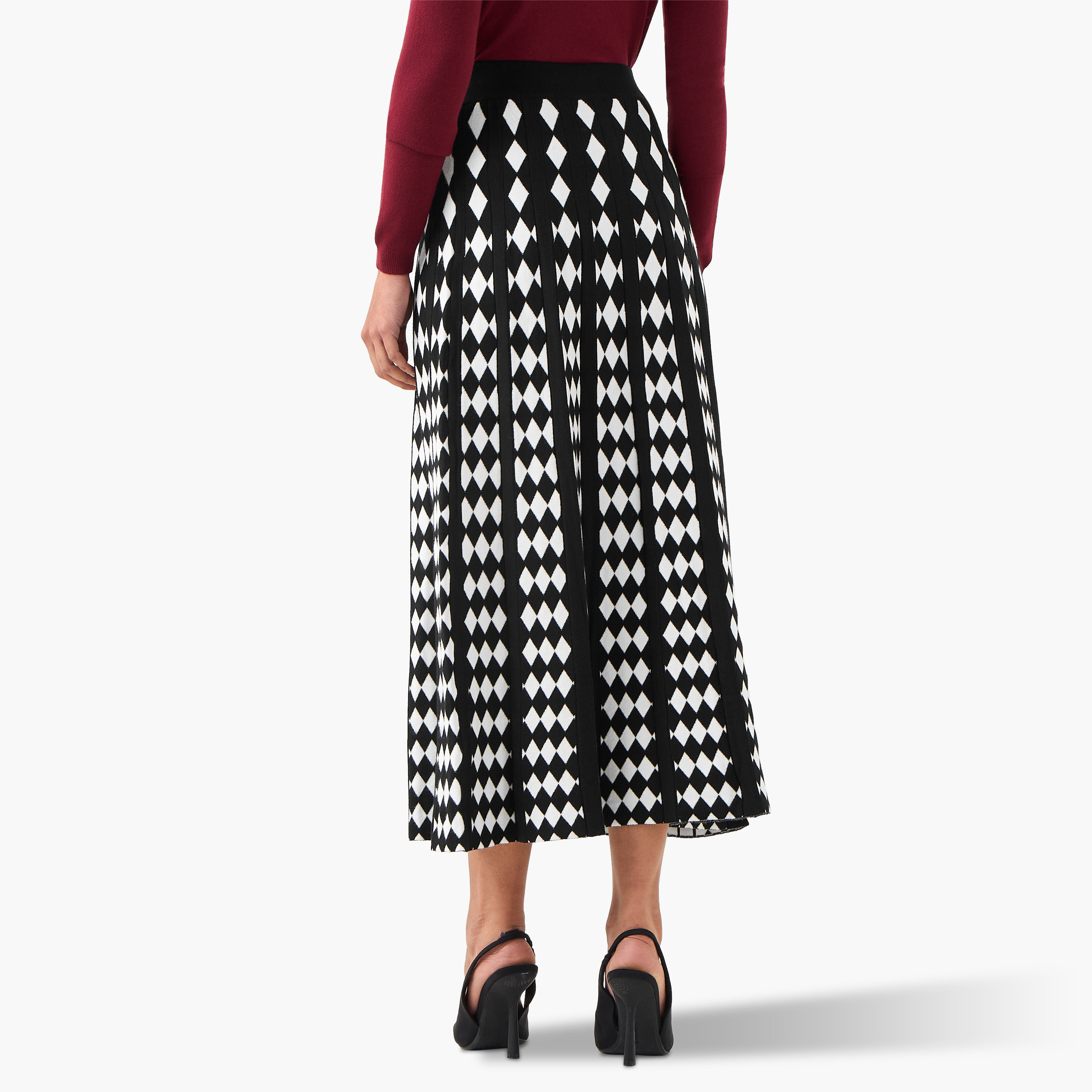 2Xtremz Midi Viscose Blend A-line Skirt with Geometric Texture-women-clothing-bottoms-skirts-image-4