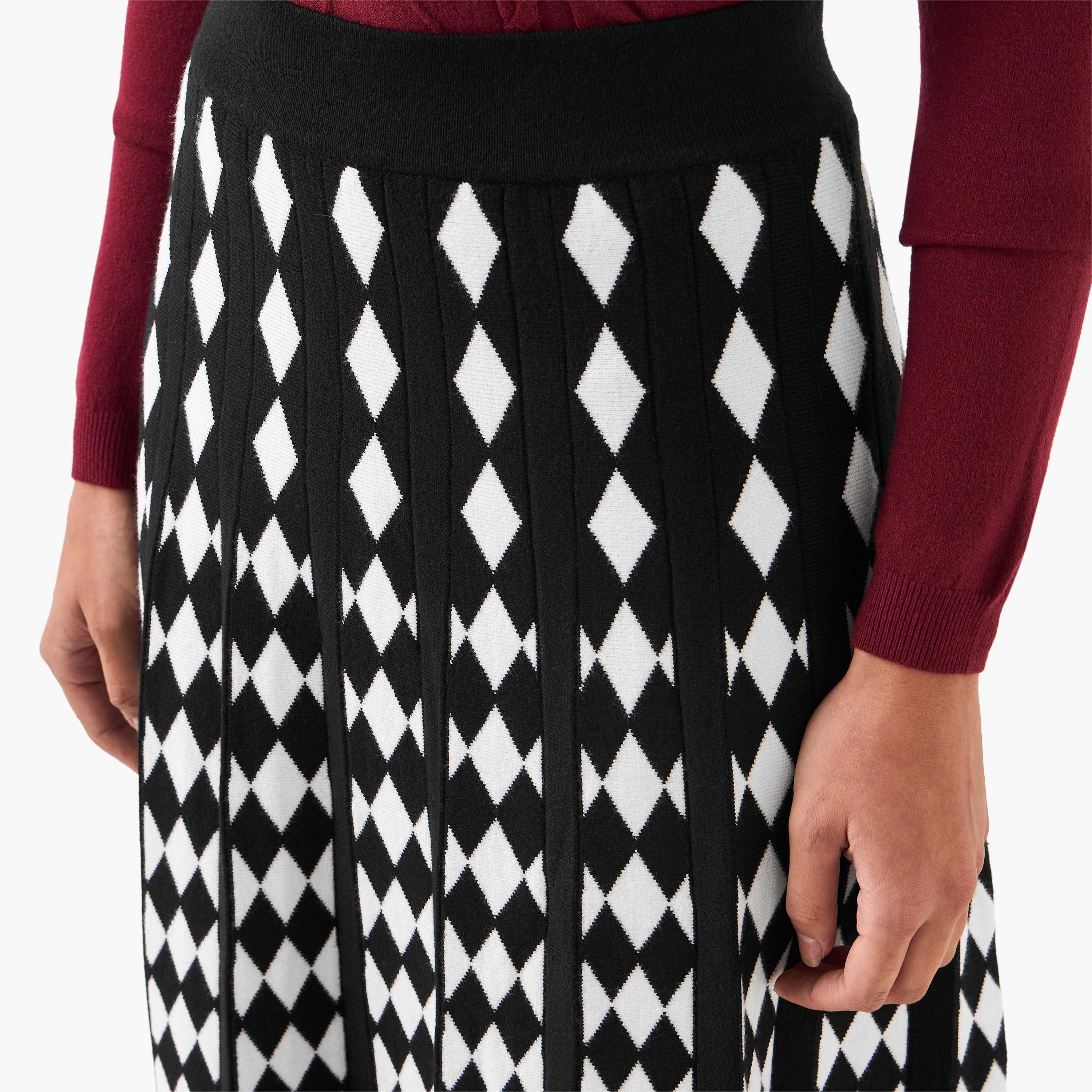 2Xtremz Midi Viscose Blend A-line Skirt with Geometric Texture-women-clothing-bottoms-skirts-image-5