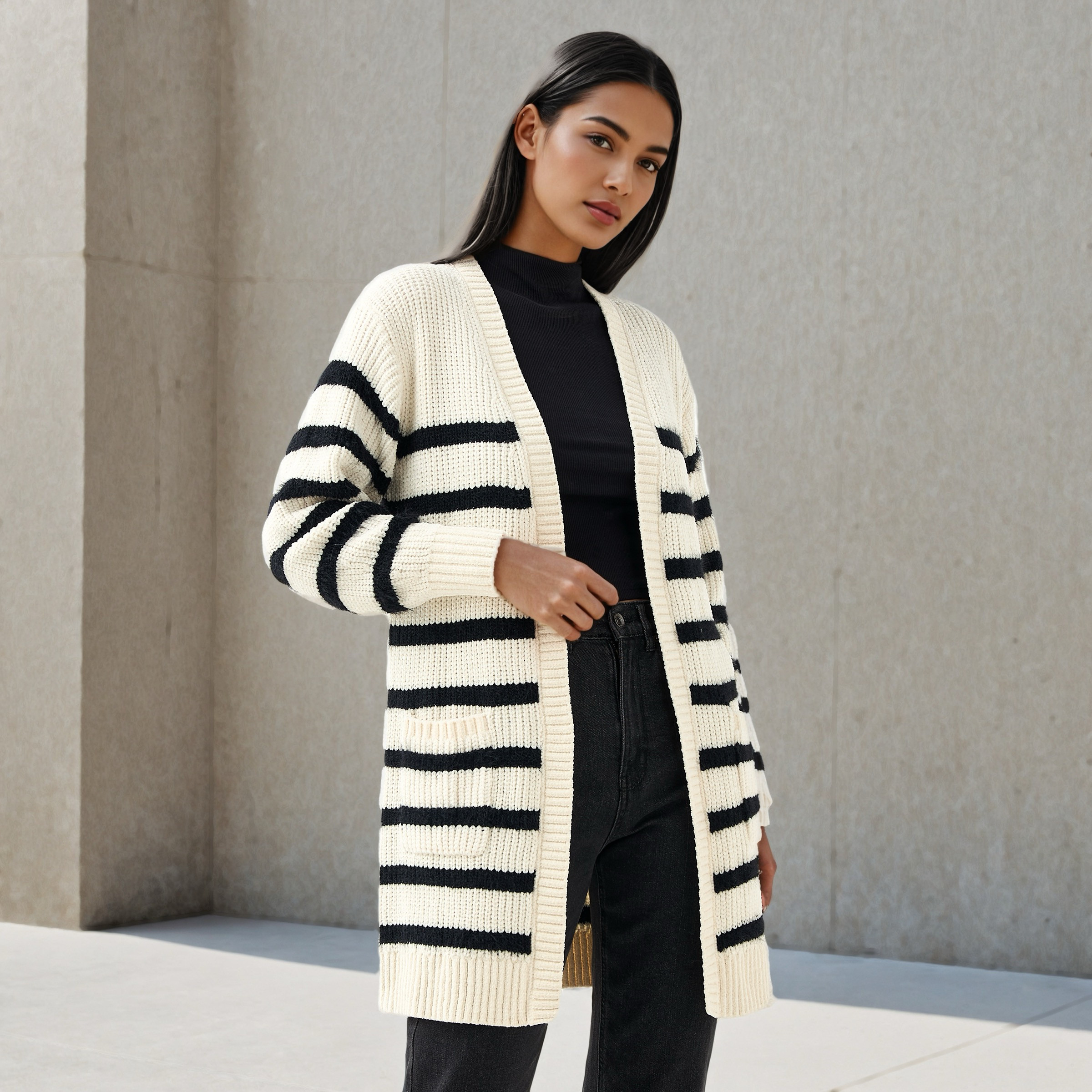 2Xtremz Striped Longline Cardigan-women-winterwear-cardigansandjumpers-cardigans-image-1