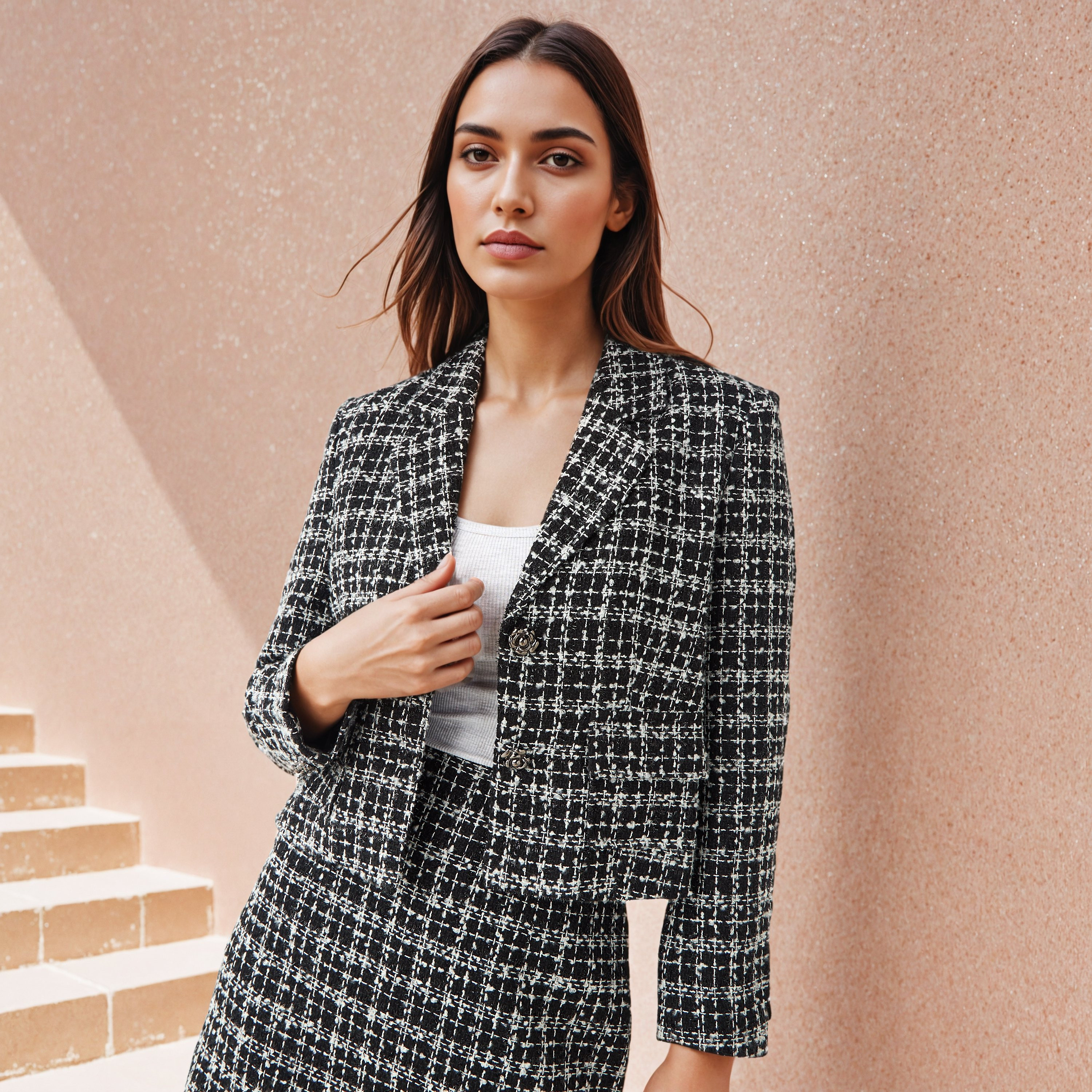 2Xtremz Checked Notch Lapel Tweed Jacket-women-winterwear-coatsandjackets-jackets-image-1