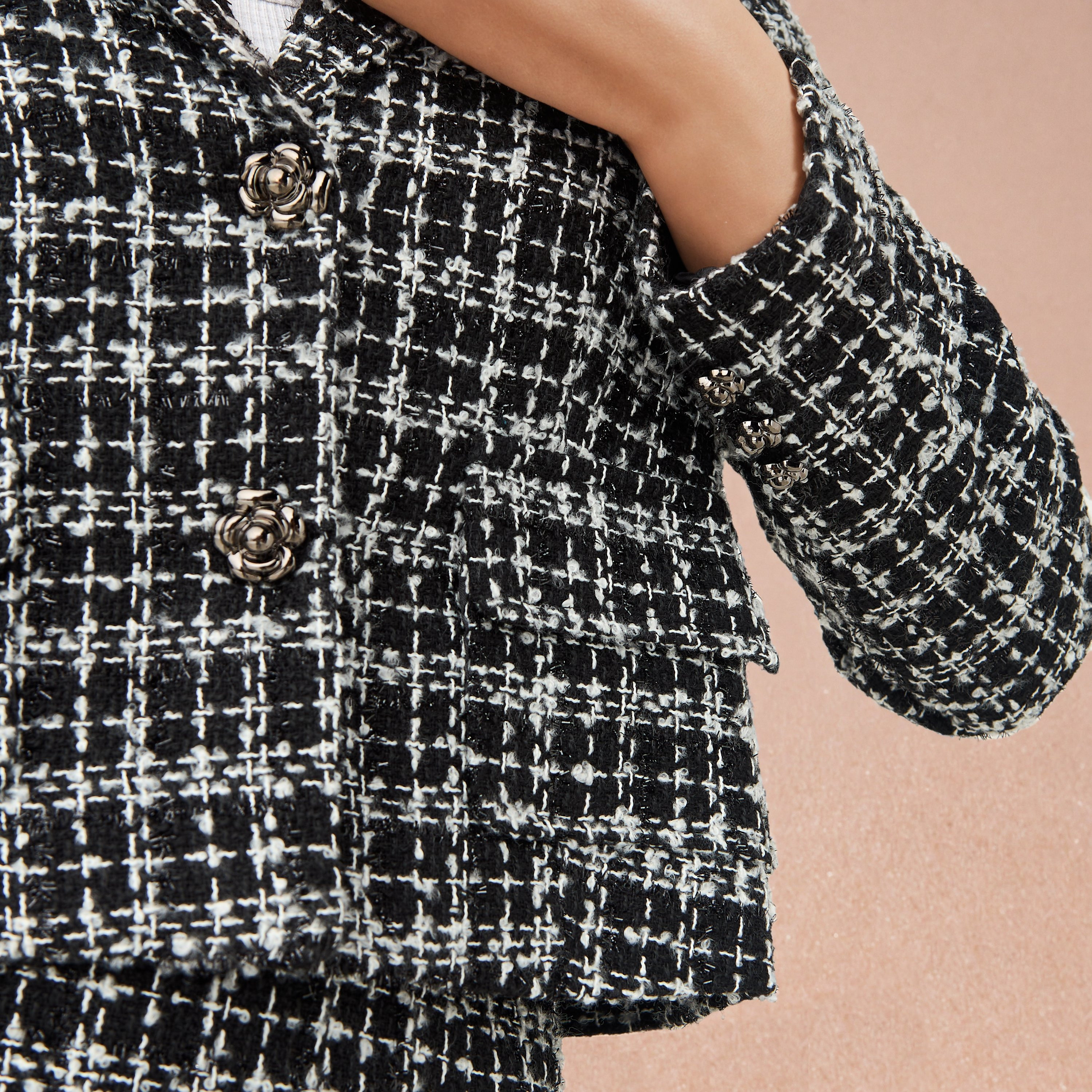 2Xtremz Checked Notch Lapel Tweed Jacket-women-winterwear-coatsandjackets-jackets-image-4