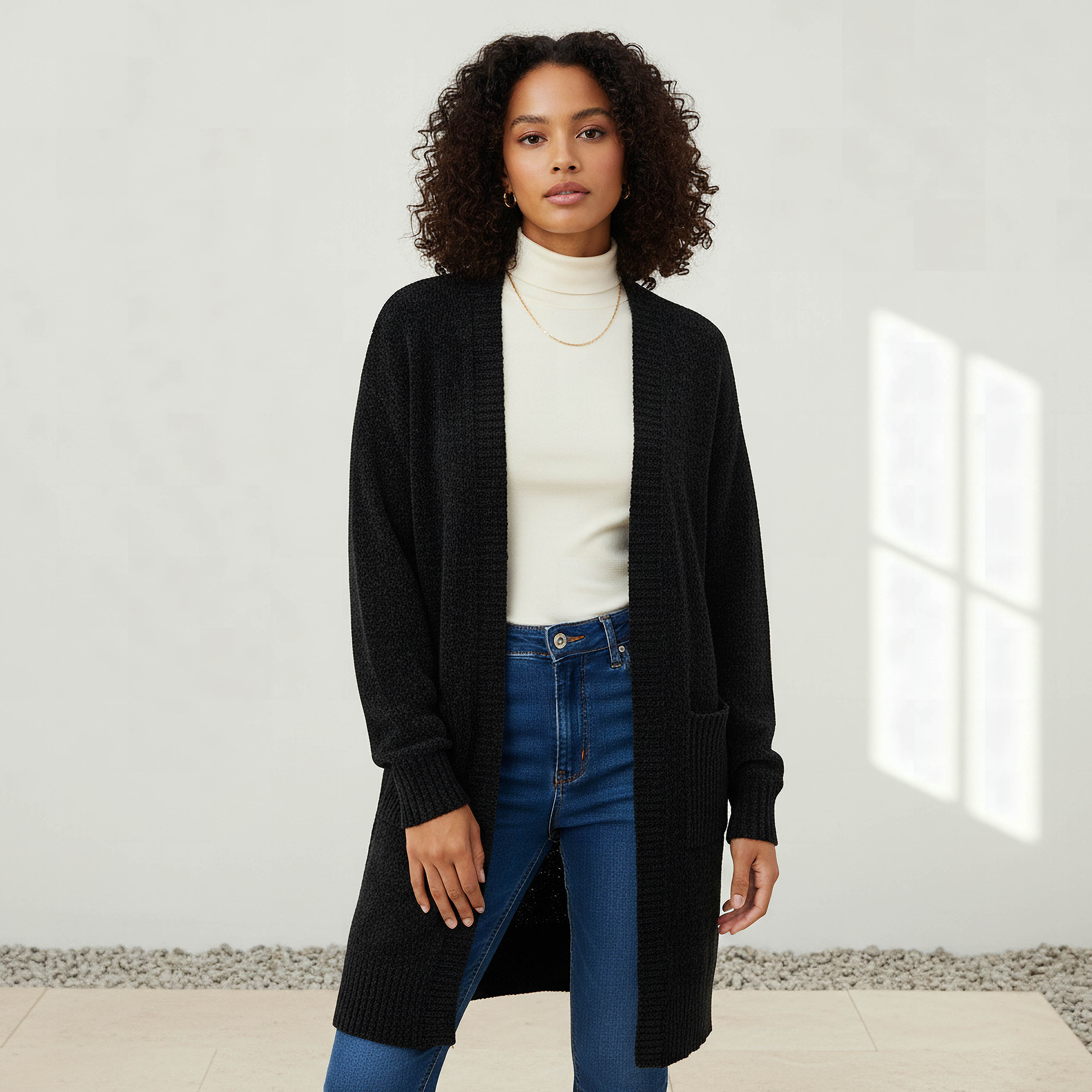 2Xtremz Longline Open Front Chenille Cardigan-women-winterwear-cardigansandjumpers-cardigans-image-1