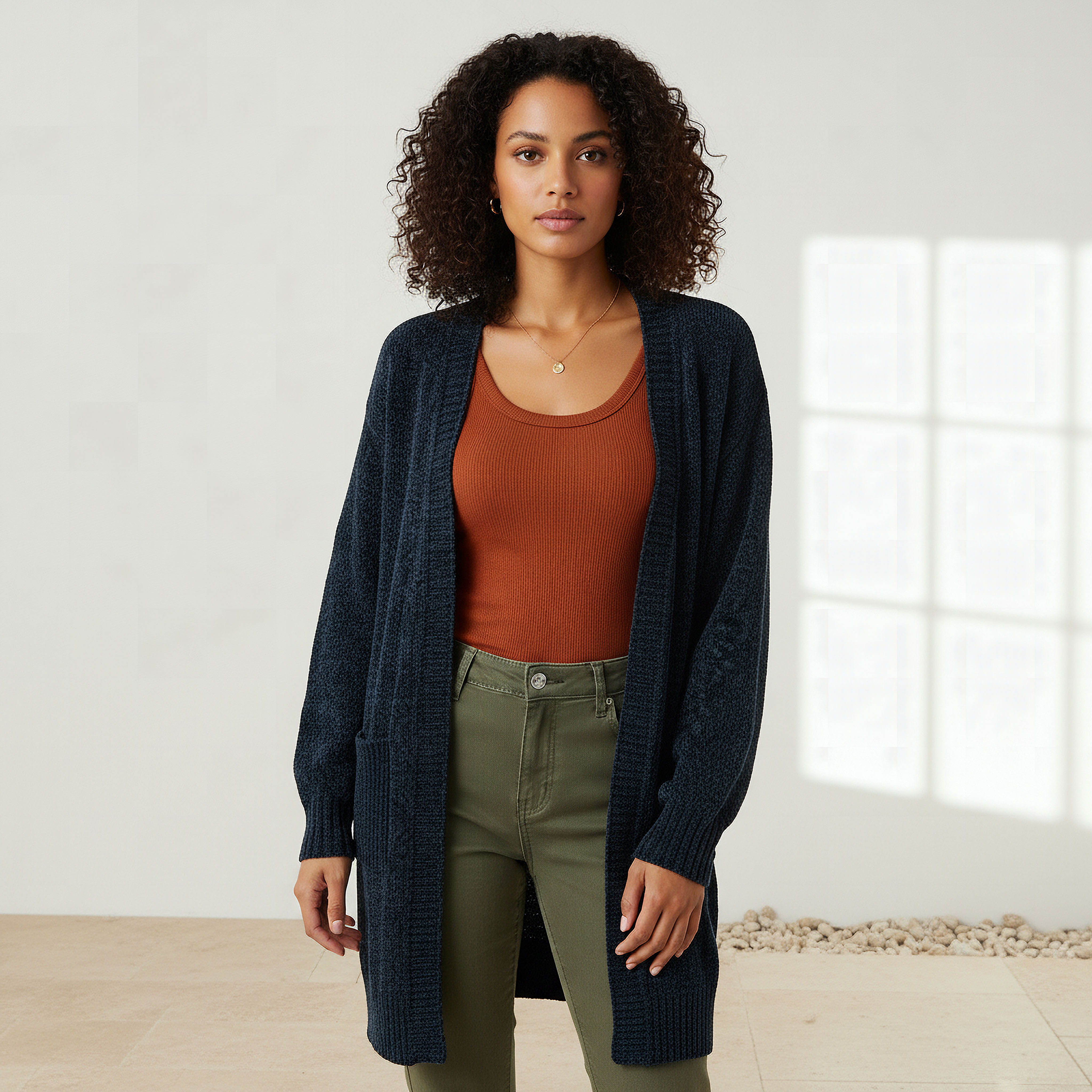 2Xtremz Longline Open Front Chenille Cardigan-women-winterwear-cardigansandjumpers-cardigans-image-1