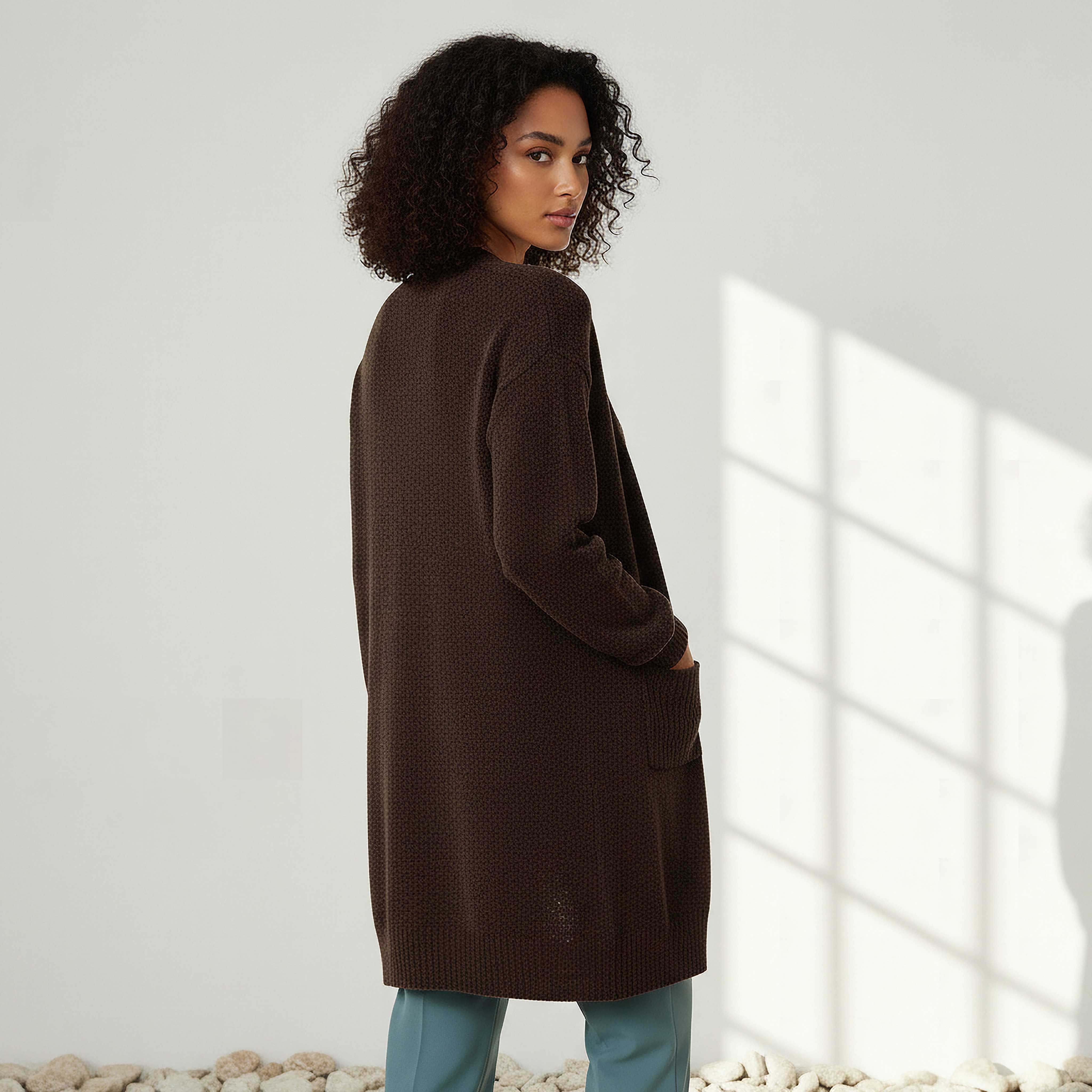 كارديجان شنيل طويل بمقدمة مفتوحة من تو إكستريمز-women-winterwear-cardigansandjumpers-cardigans-image-3