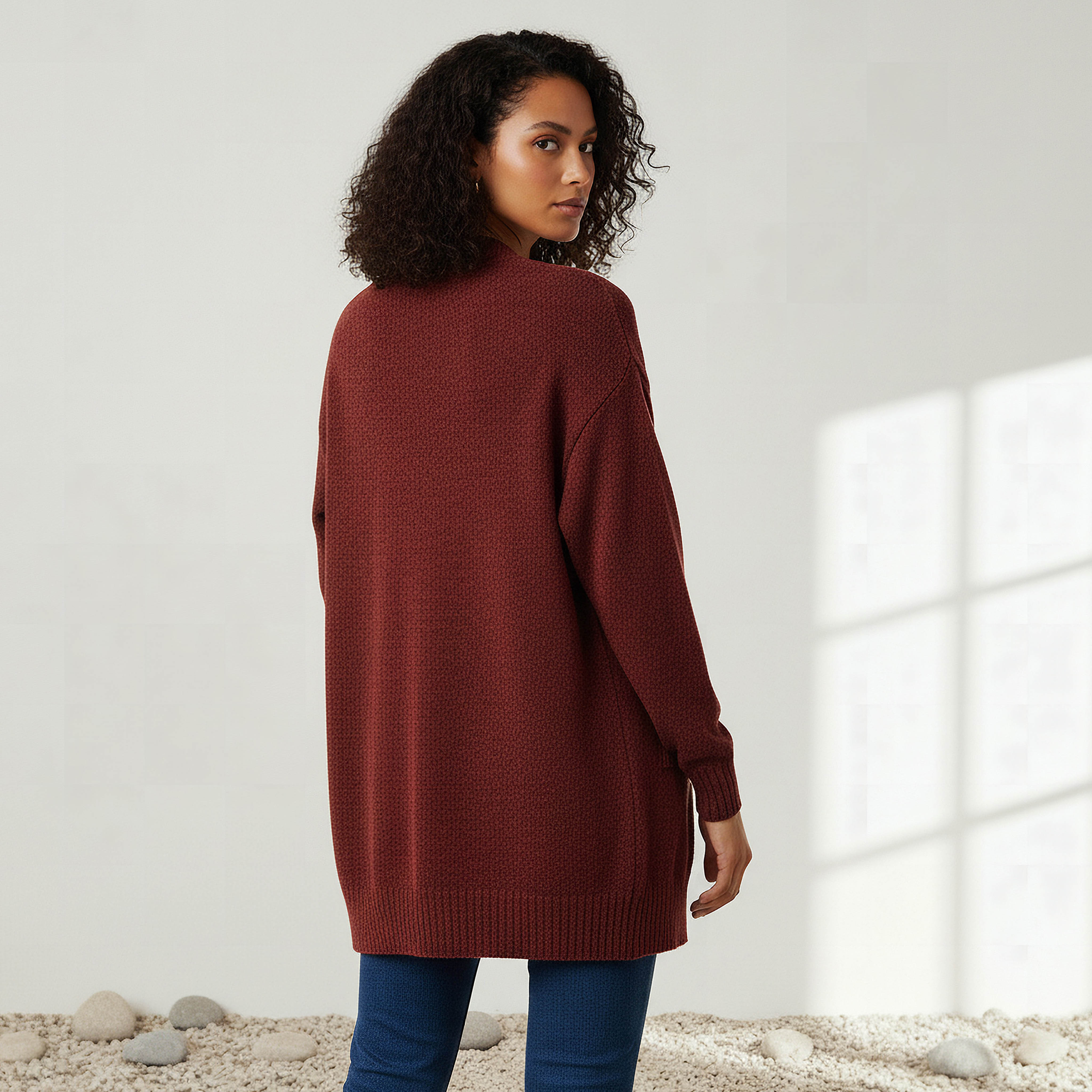 كارديجان شنيل طويل بمقدمة مفتوحة من تو إكستريمز-women-winterwear-cardigansandjumpers-cardigans-image-3