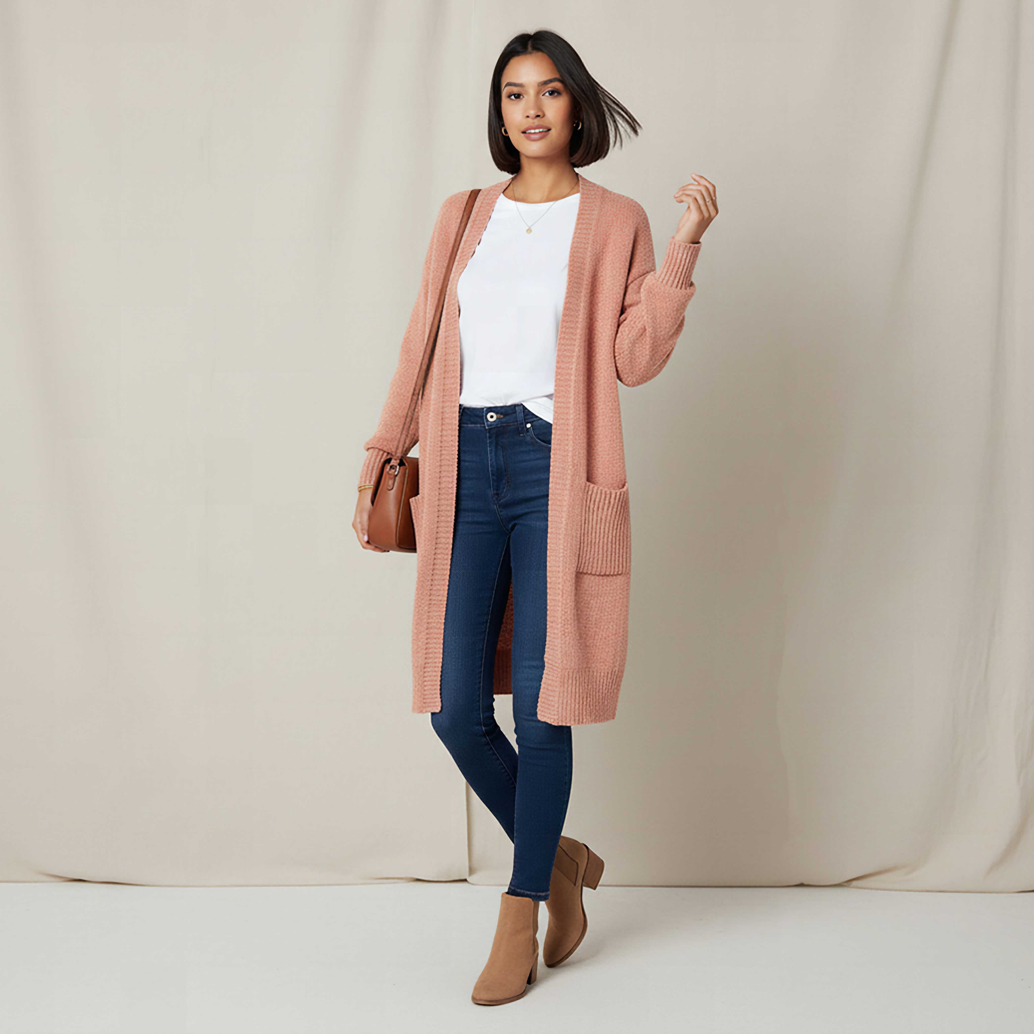 2Xtremz Longline Open Front Chenille Cardigan-women-winterwear-cardigansandjumpers-cardigans-image-2
