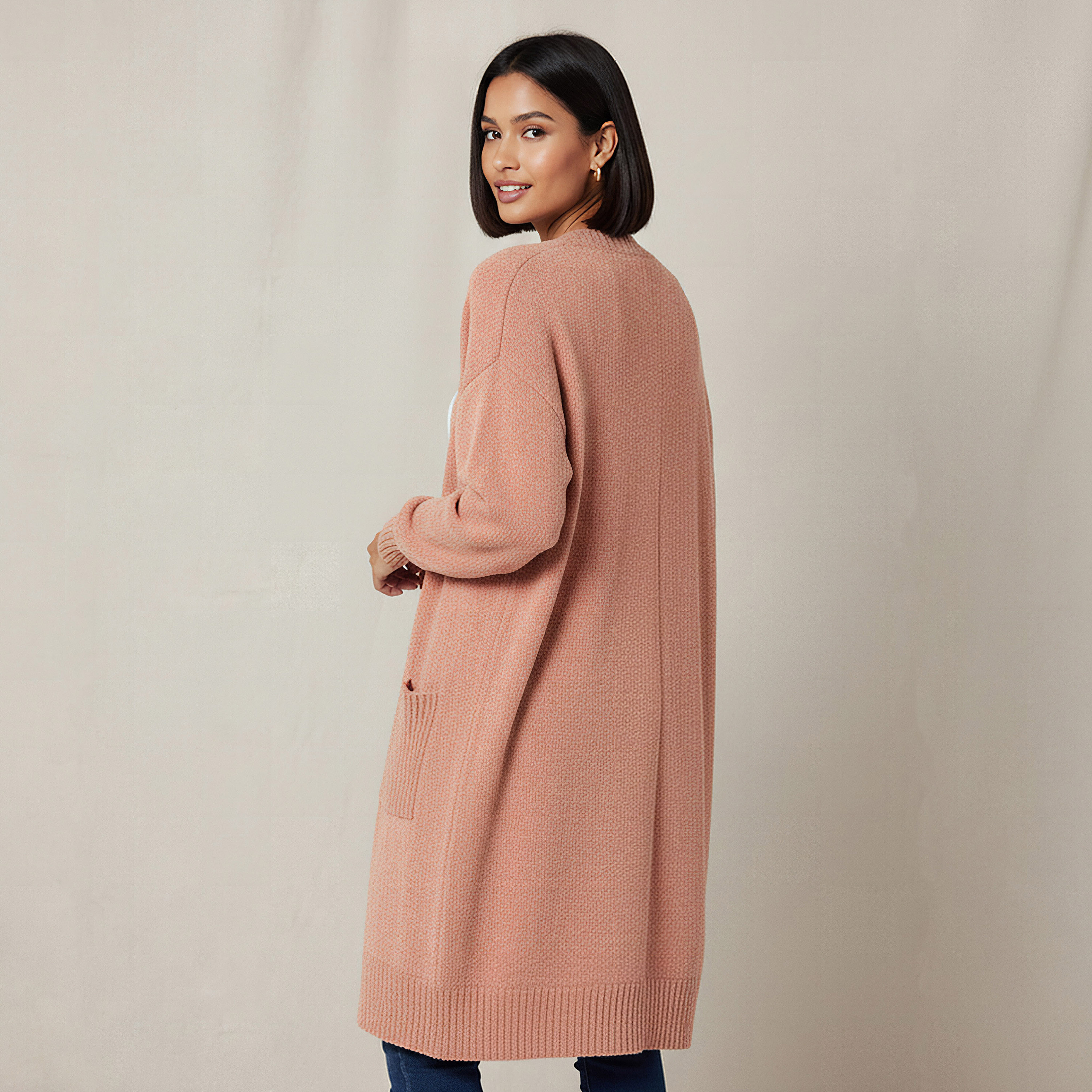 2Xtremz Longline Open Front Chenille Cardigan-women-winterwear-cardigansandjumpers-cardigans-image-3
