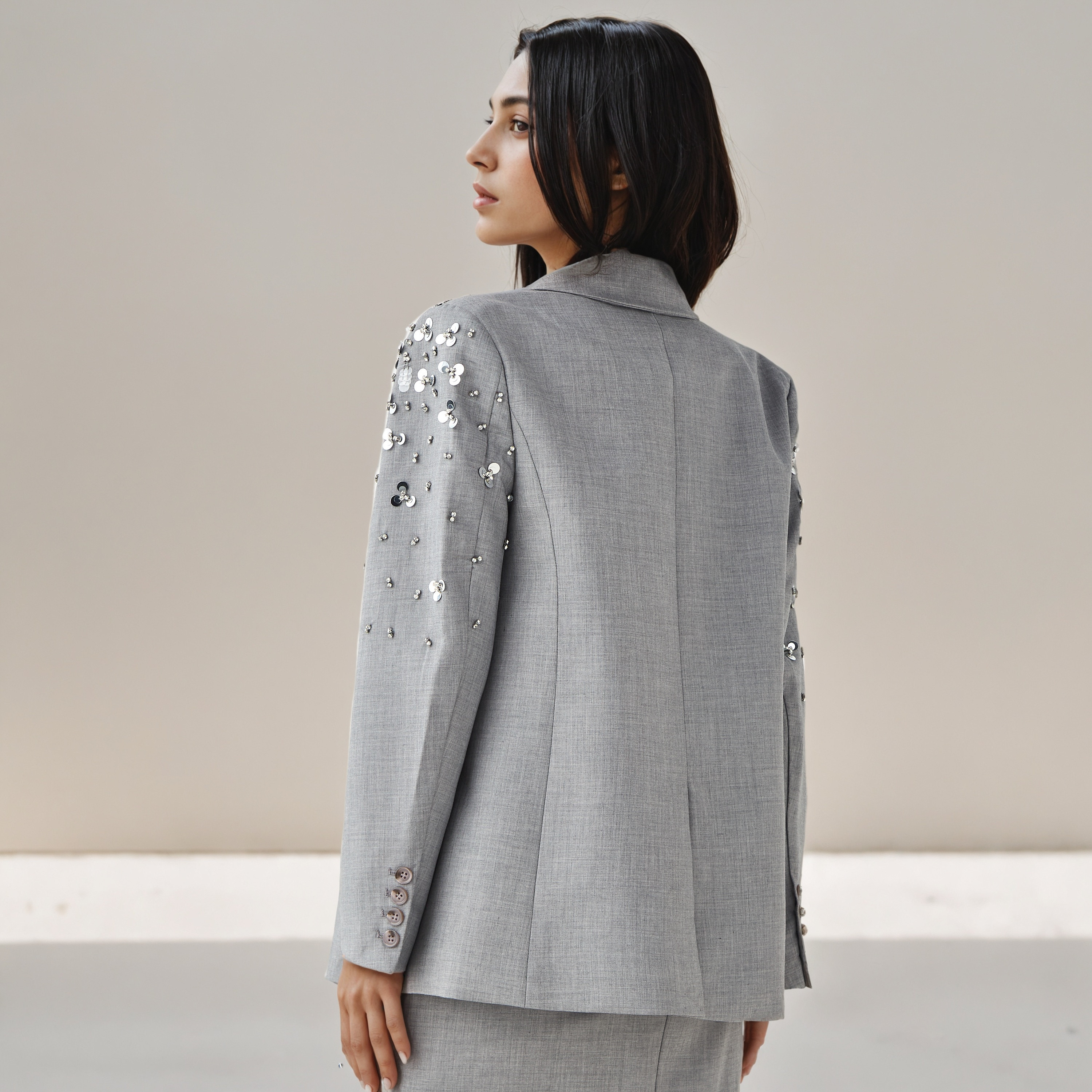 2Xtremz Double Breasted Jacket with Sequin Embellished Detail-women-winterwear-coatsandjackets-jackets-image-3