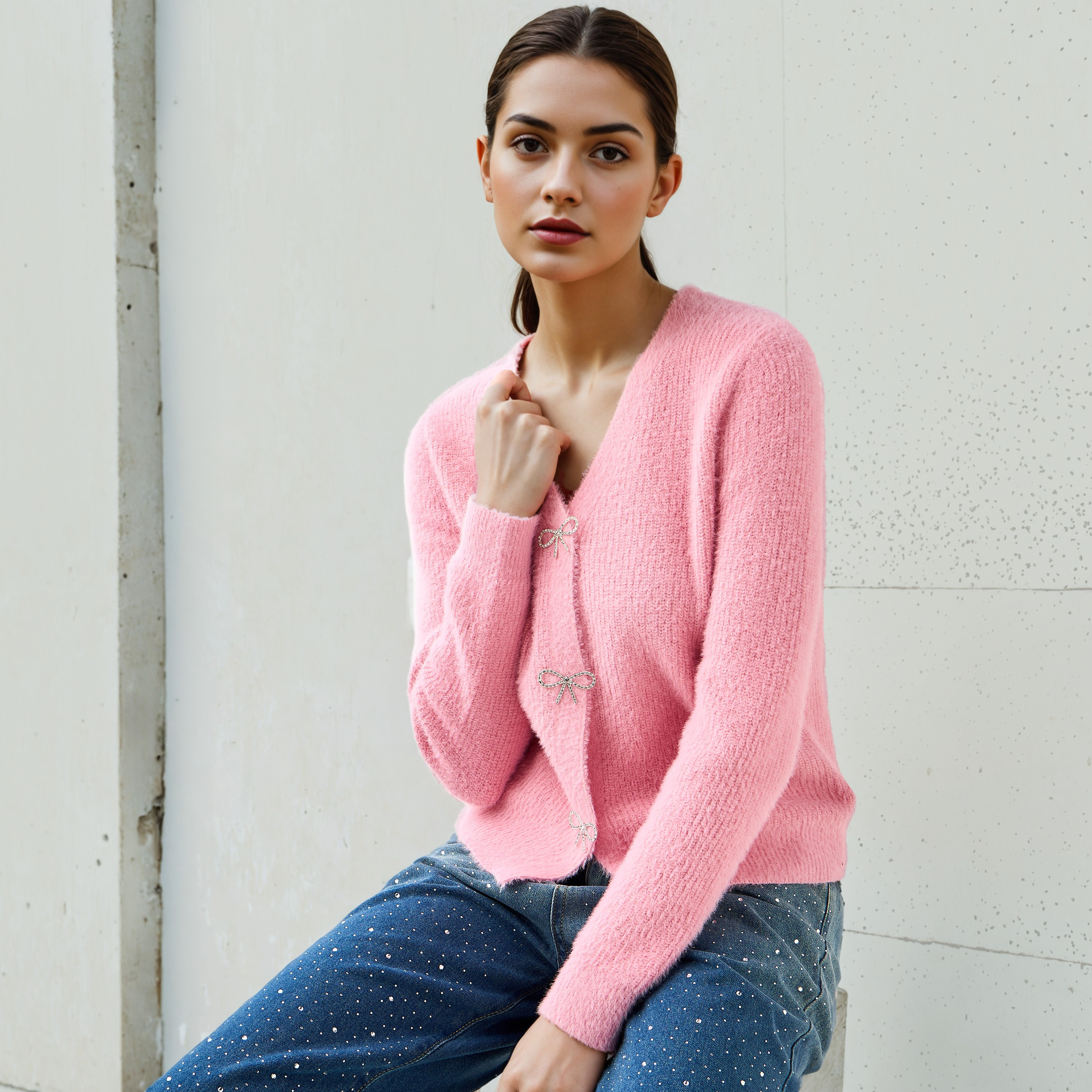 2Xtremz Embellished Bow Button Cardigan-women-winterwear-cardigansandjumpers-cardigans-image-1
