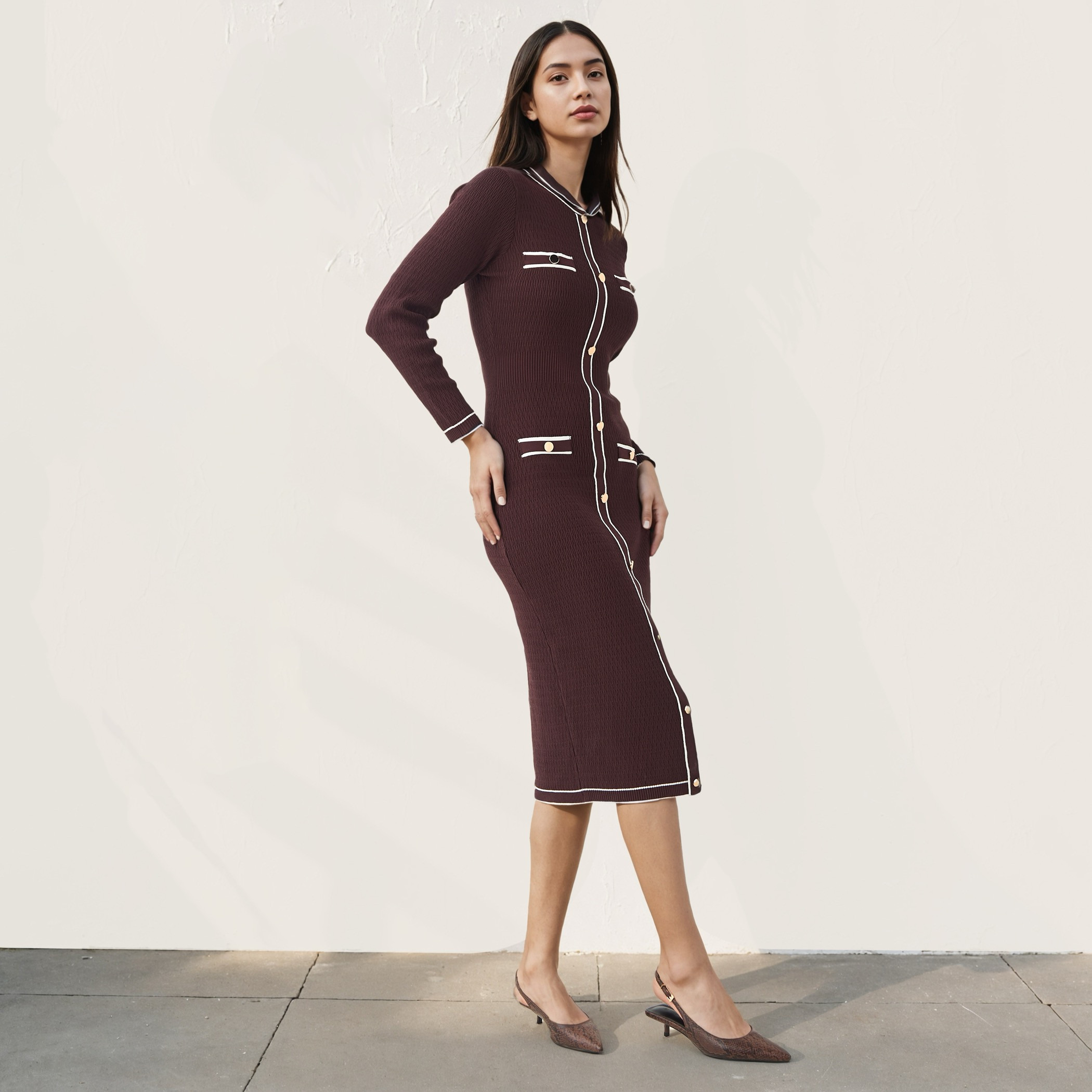 2Xtremz Textured Bodycon Knit Dress with Pocket Detail-women-clothing-dresses-image-2