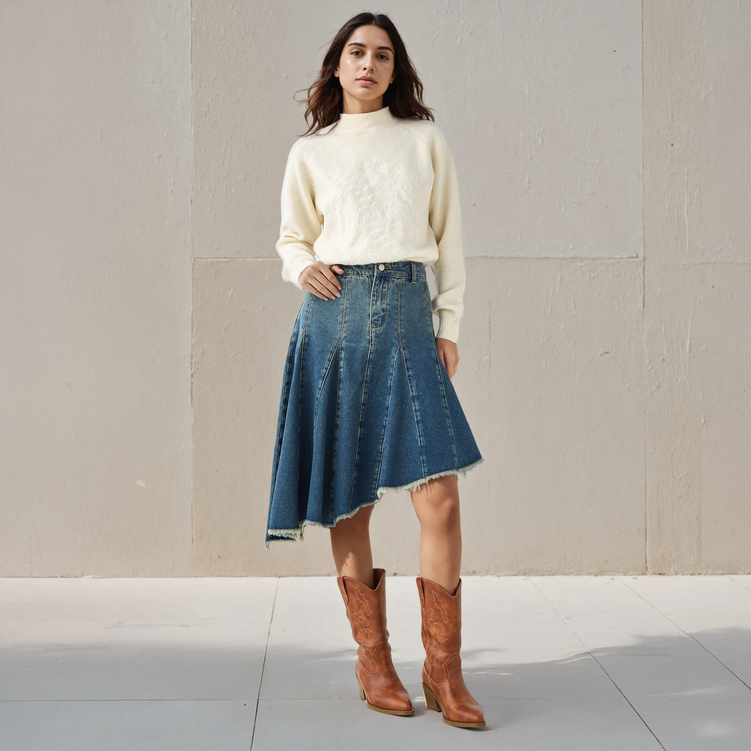 2Xtremz Denim Skirt with Asymmetrical Hemline-women-clothing-bottoms-skirts-image-2