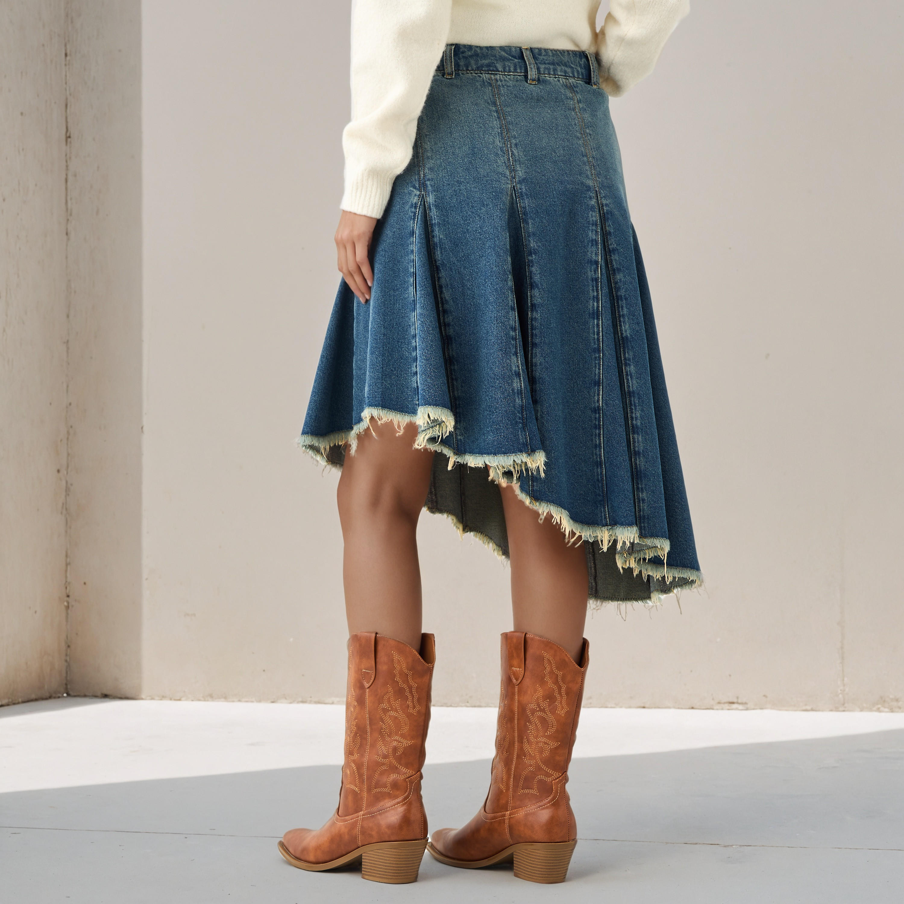 2Xtremz Denim Skirt with Asymmetrical Hemline-women-clothing-bottoms-skirts-image-3