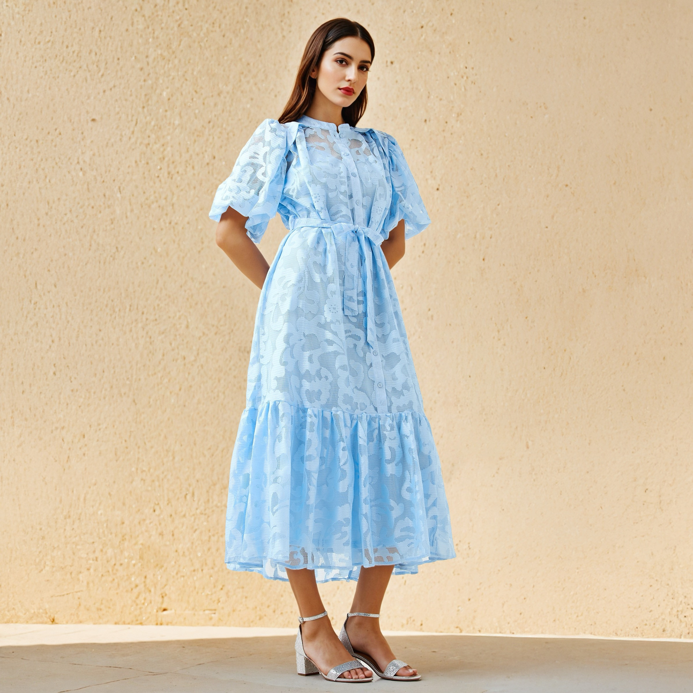 2Xtremz Lace Shirt Dress with Tie-Up Belt-women-clothing-dresses-image-1