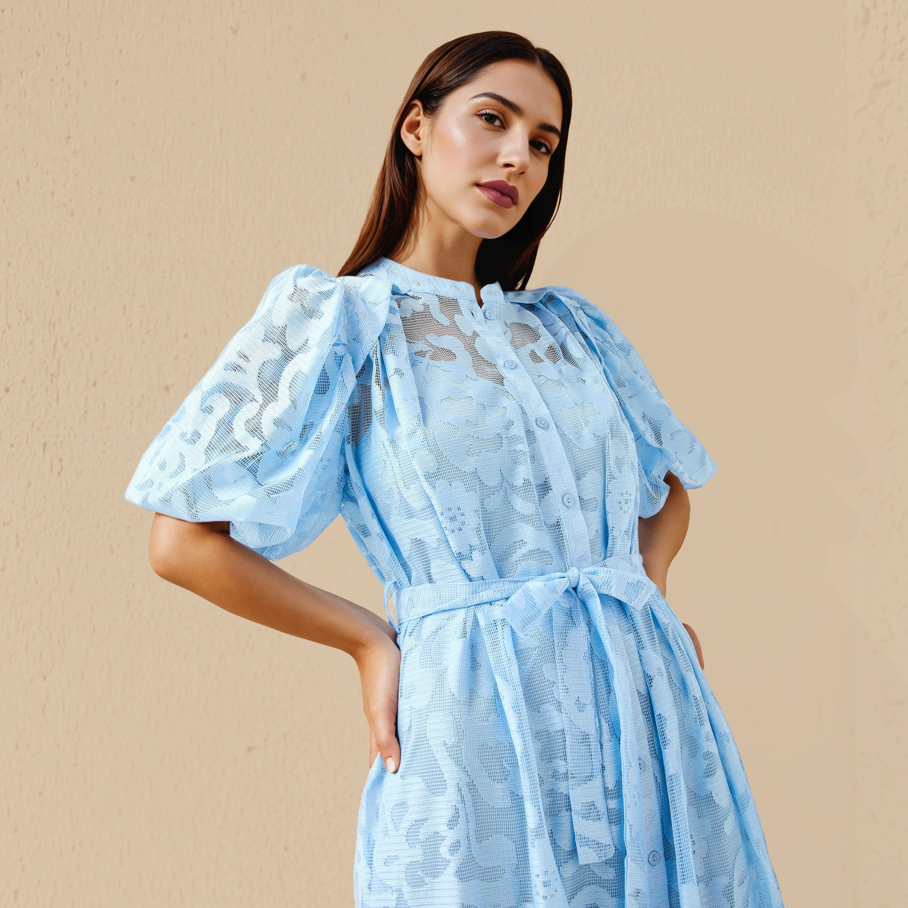 2Xtremz Lace Shirt Dress with Tie-Up Belt-women-clothing-dresses-image-5