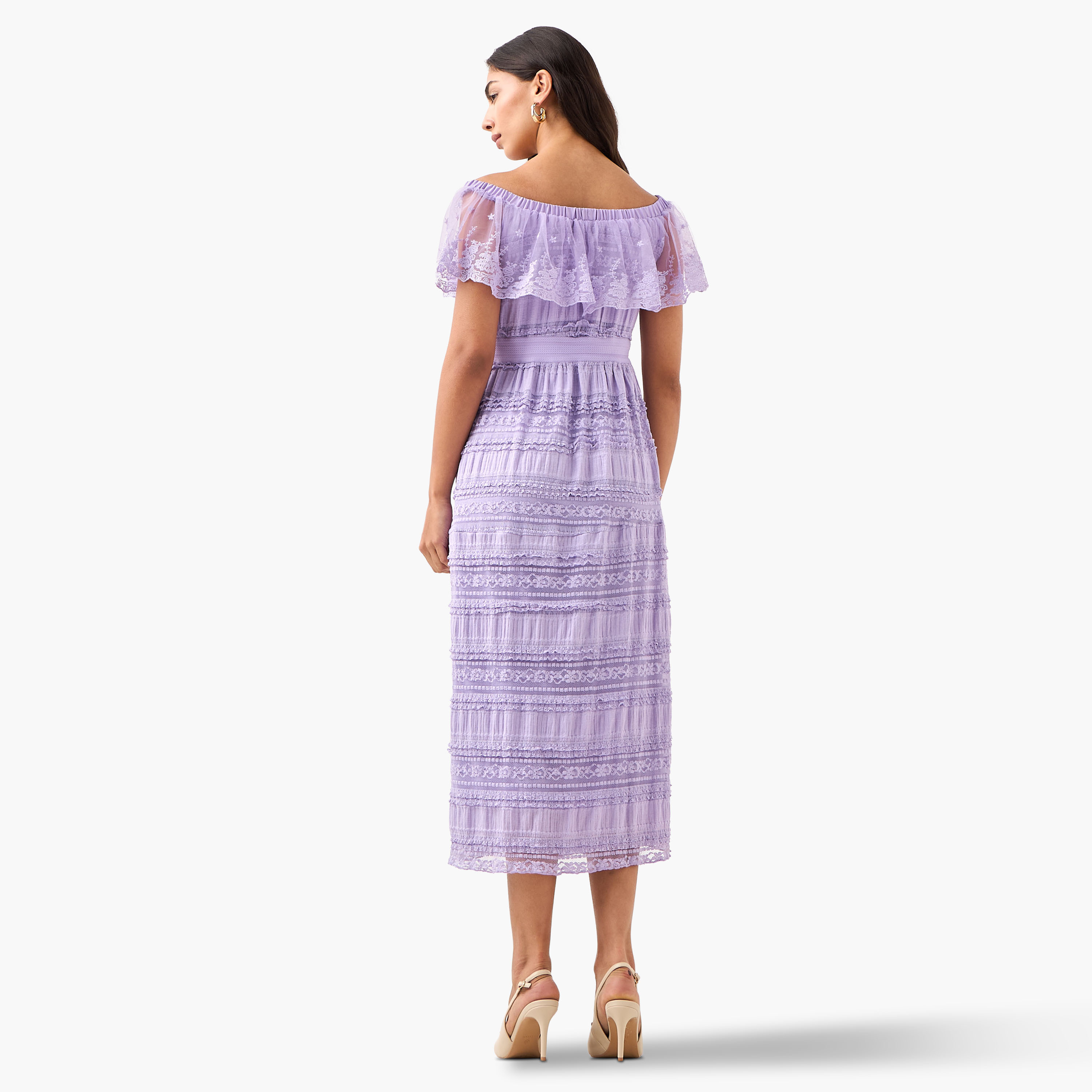 2Xtremz Lace Off Shoulder Dress with Ruffle Polyester-women-clothing-dresses-image-4