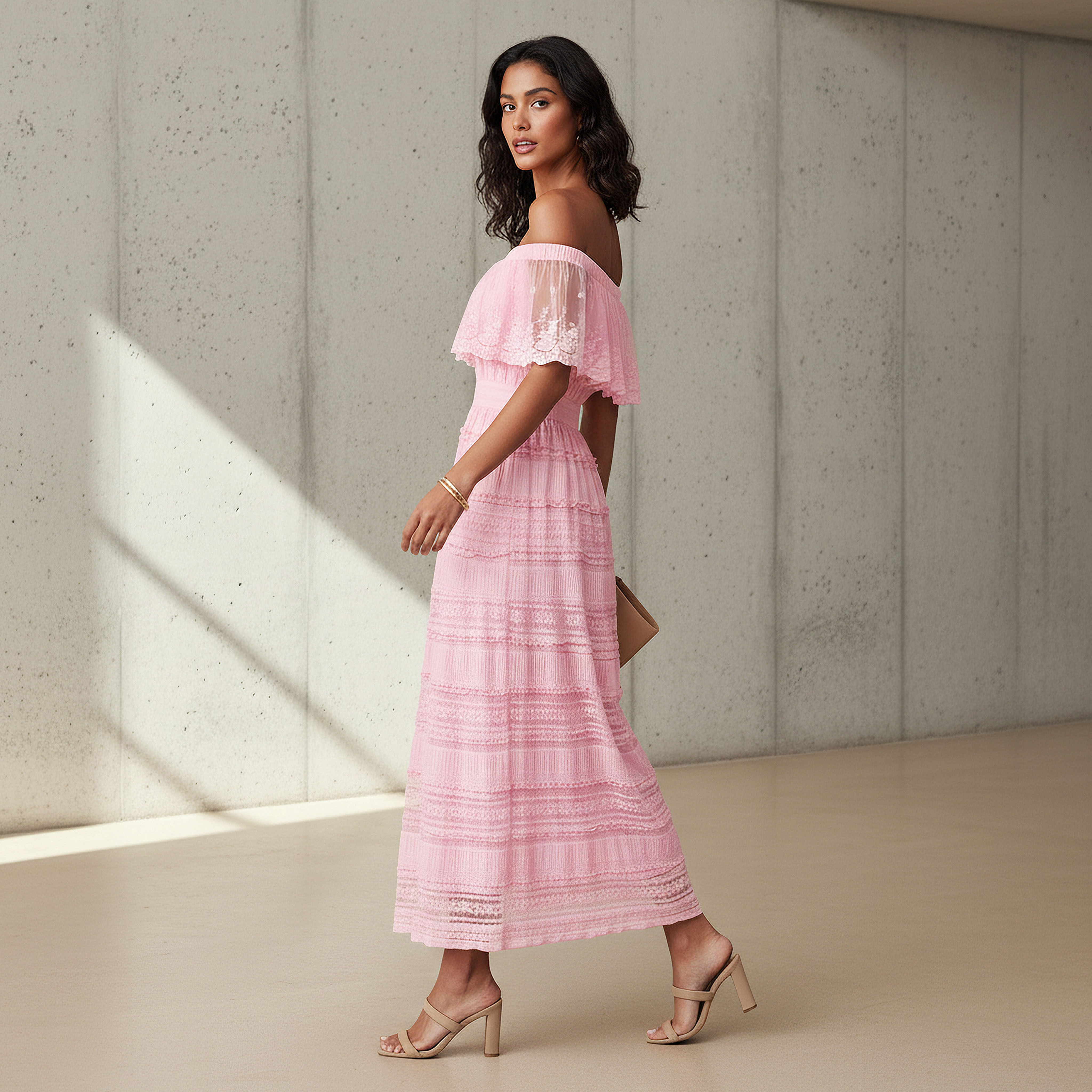2Xtremz Lace Off Shoulder Dress with Ruffle Polyester-women-clothing-dresses-image-3