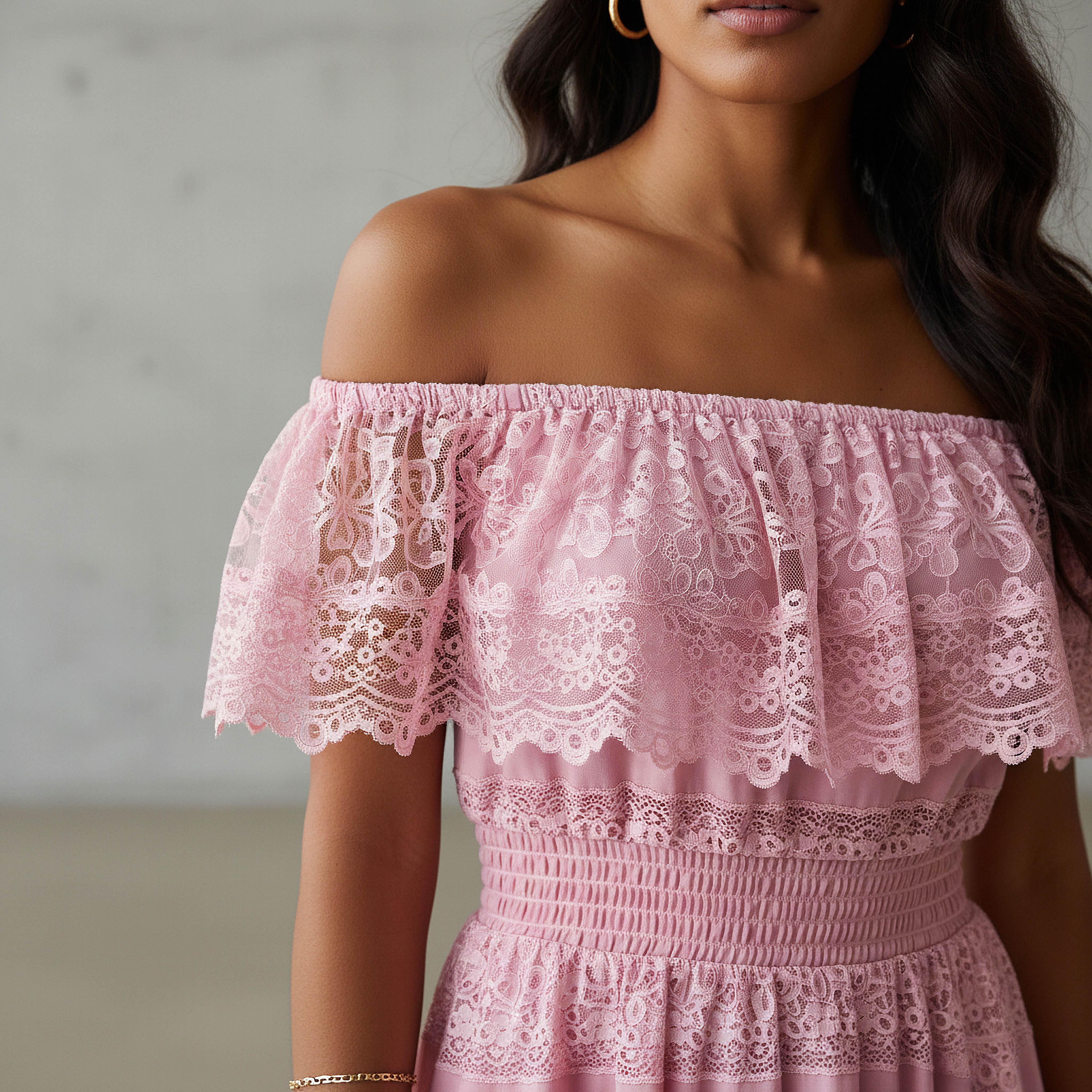 2Xtremz Lace Off Shoulder Dress with Ruffle Polyester-women-clothing-dresses-image-4