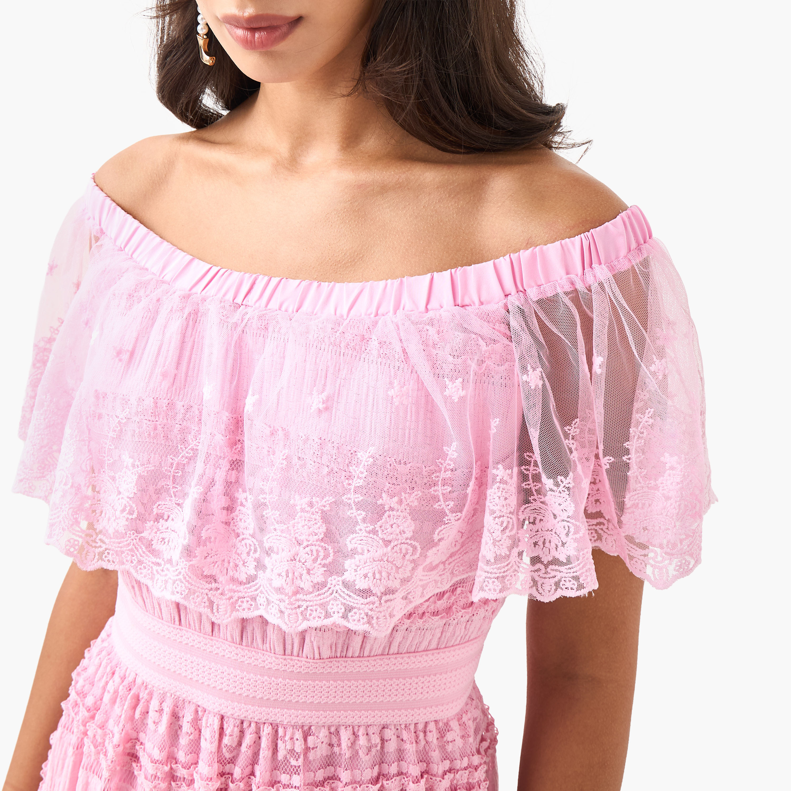 2Xtremz Lace Off Shoulder Dress with Ruffle Polyester-women-clothing-dresses-image-5