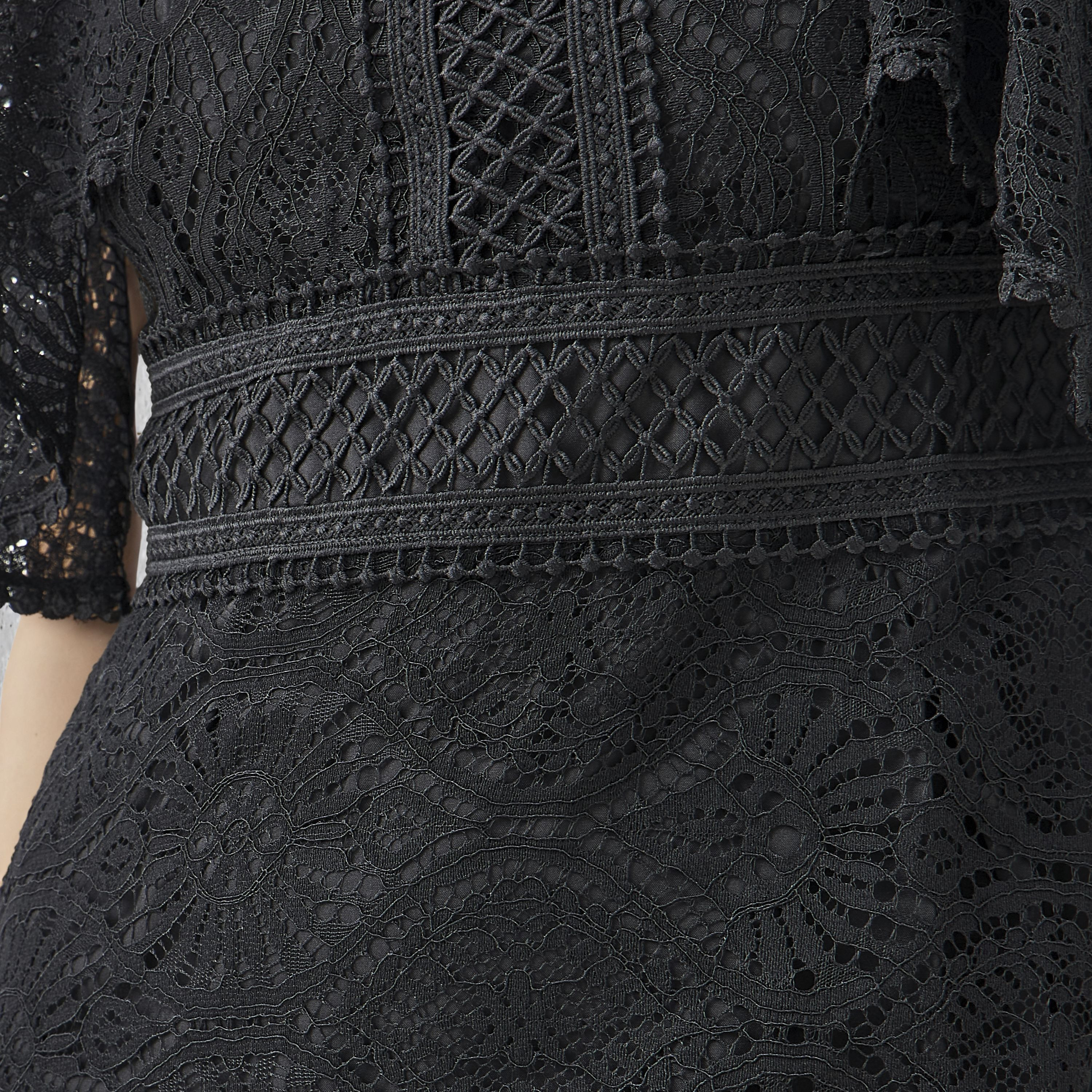 Lace Accent 2Xtremz A-line Midi Polyester Dress with Flutter Sleeves-women-clothing-dresses-image-6