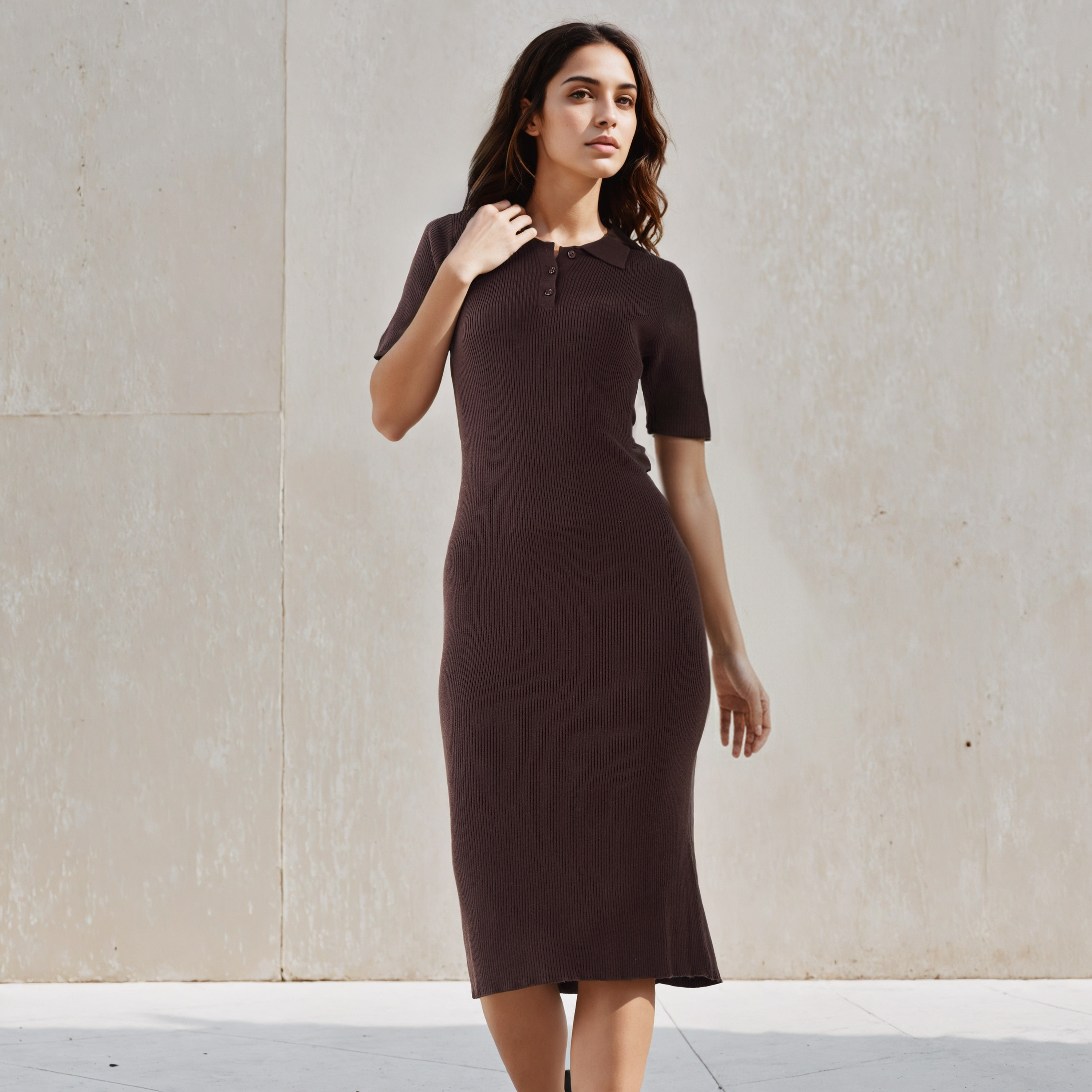 2Xtremz Bodycon Midi Dress with Button Placket-women-clothing-dresses-image-1