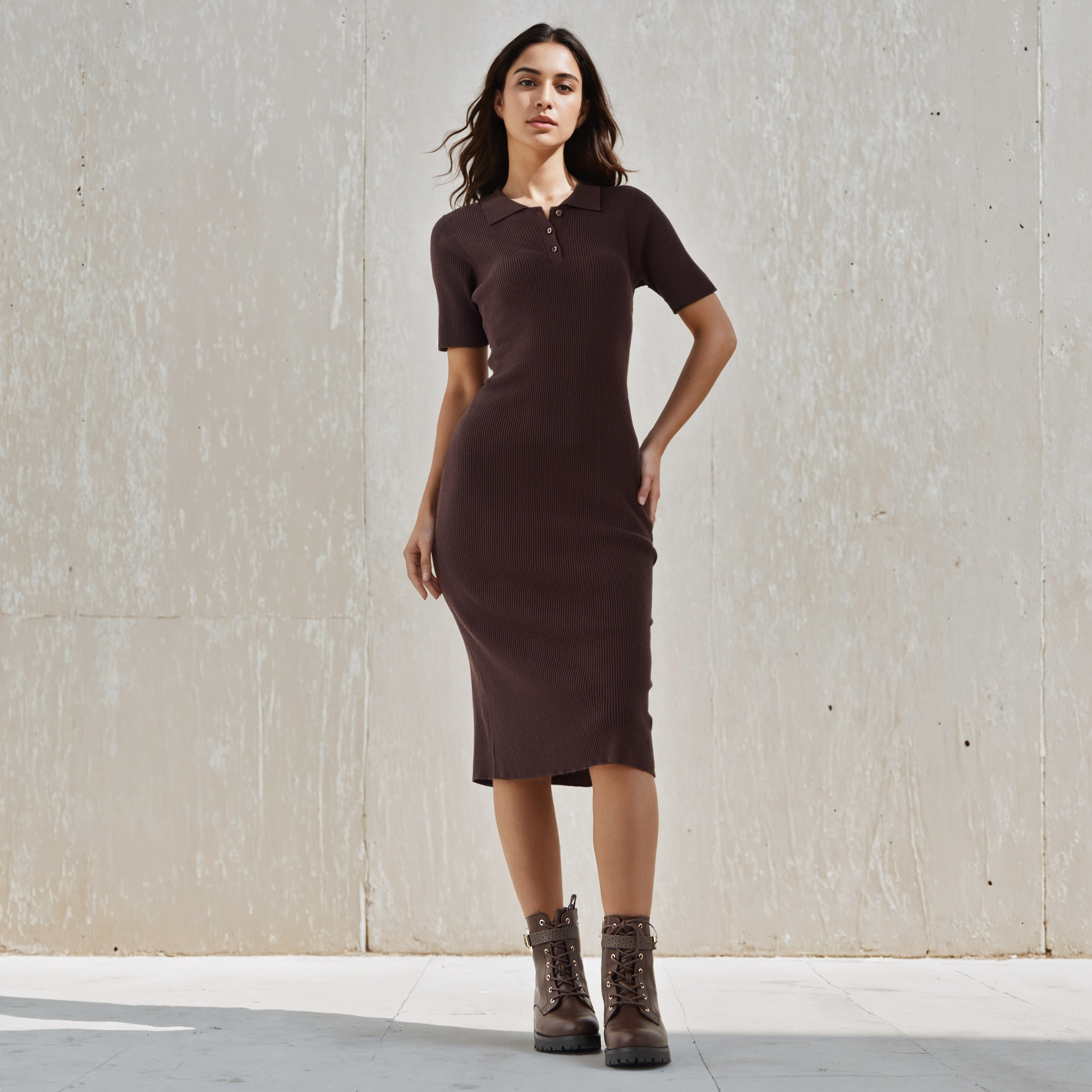 2Xtremz Bodycon Midi Dress with Button Placket-women-clothing-dresses-image-2