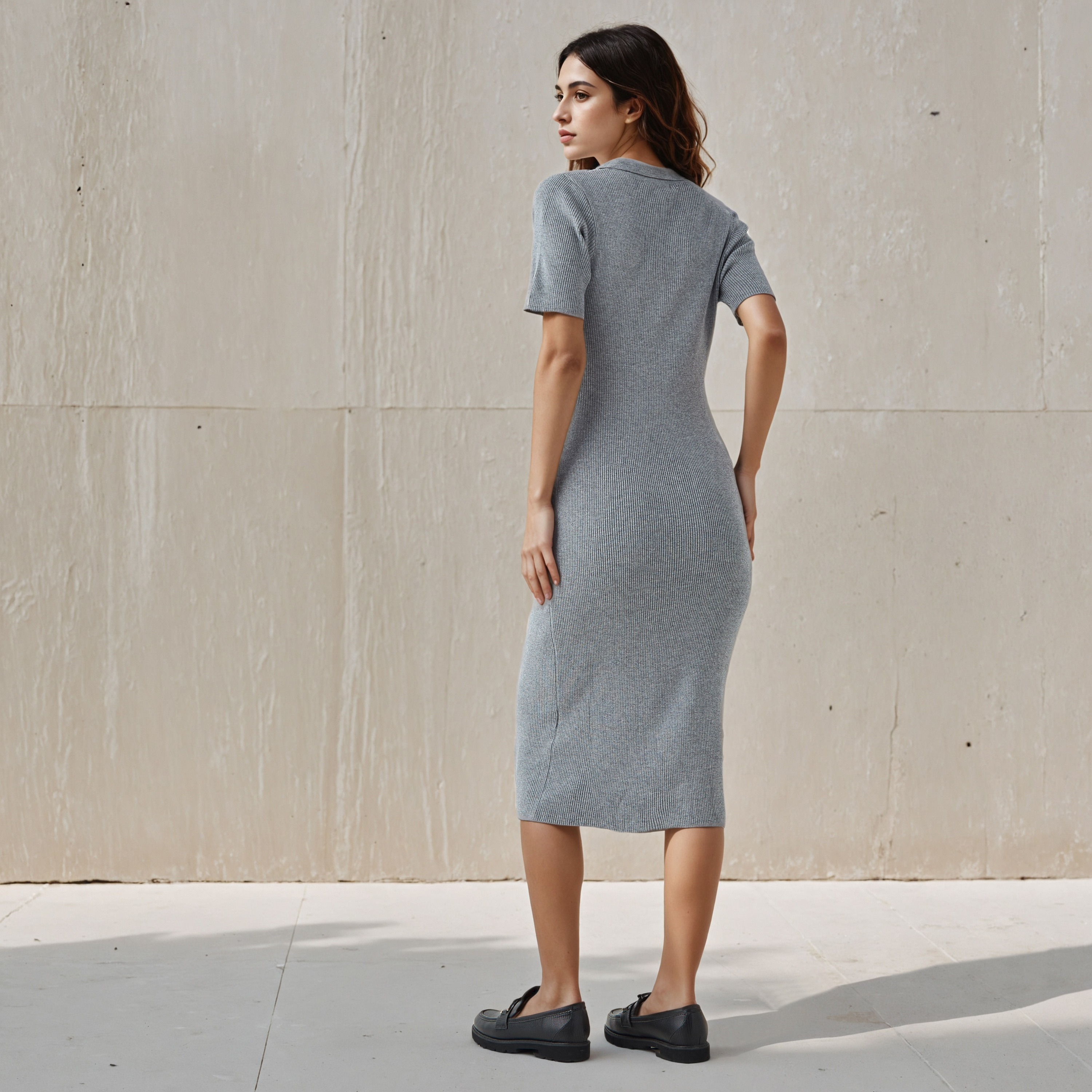 2Xtremz Bodycon Midi Dress with Button Placket-women-clothing-dresses-image-3