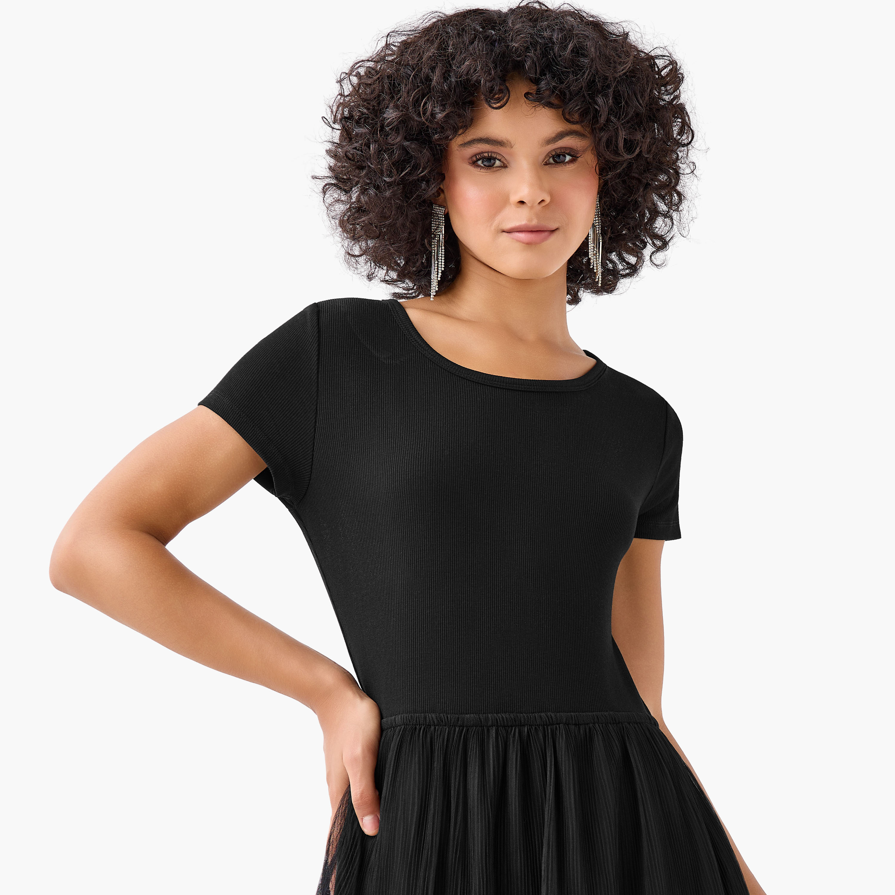 فستان ميدي بقصة إيه لاين وحافة بكشكش من تو إكستريمز-women-clothing-dresses-image-4