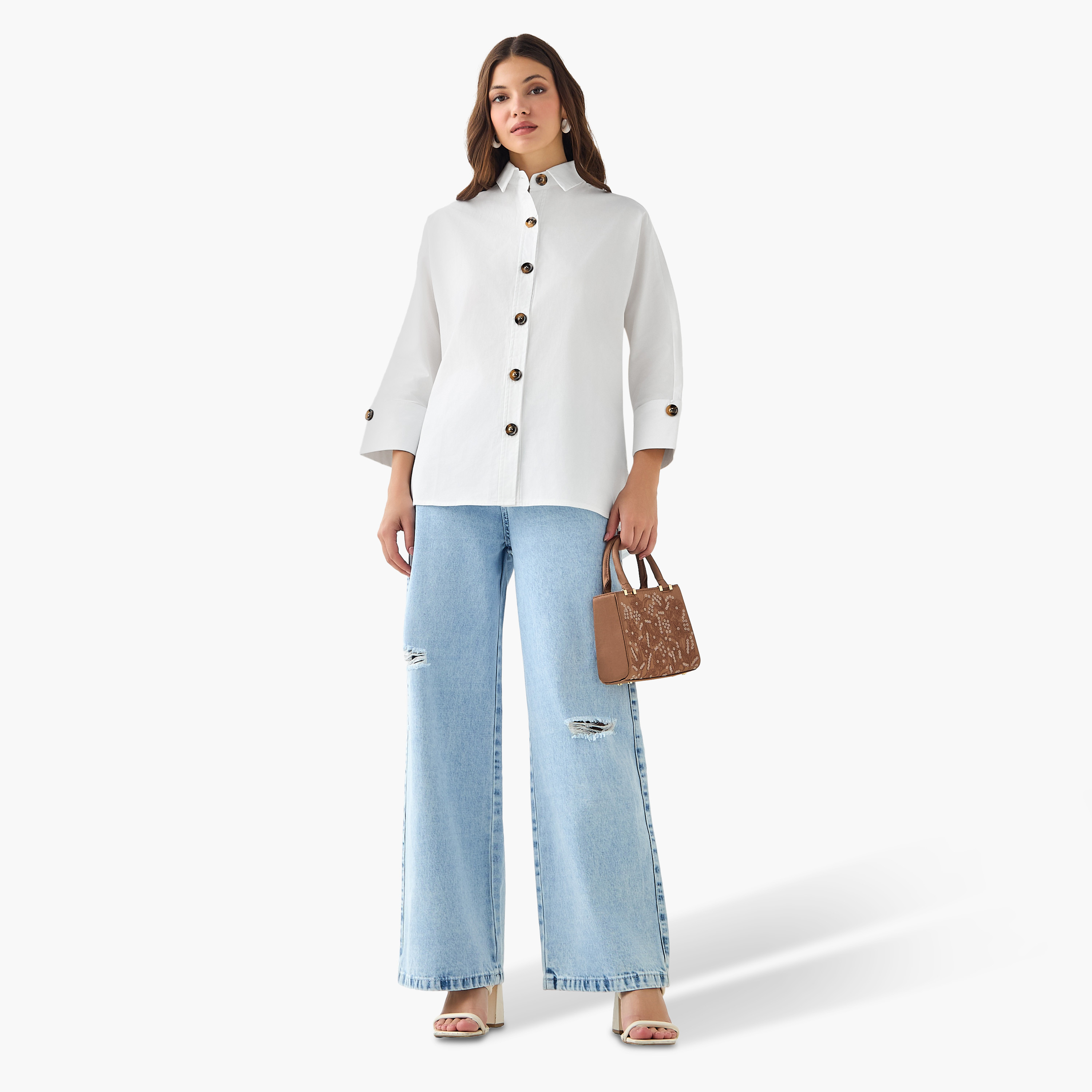 2Xtremz Cotton Oversized Shirt 3/4 Sleeves-women-clothing-shirtsandblouses-shirts-image-4