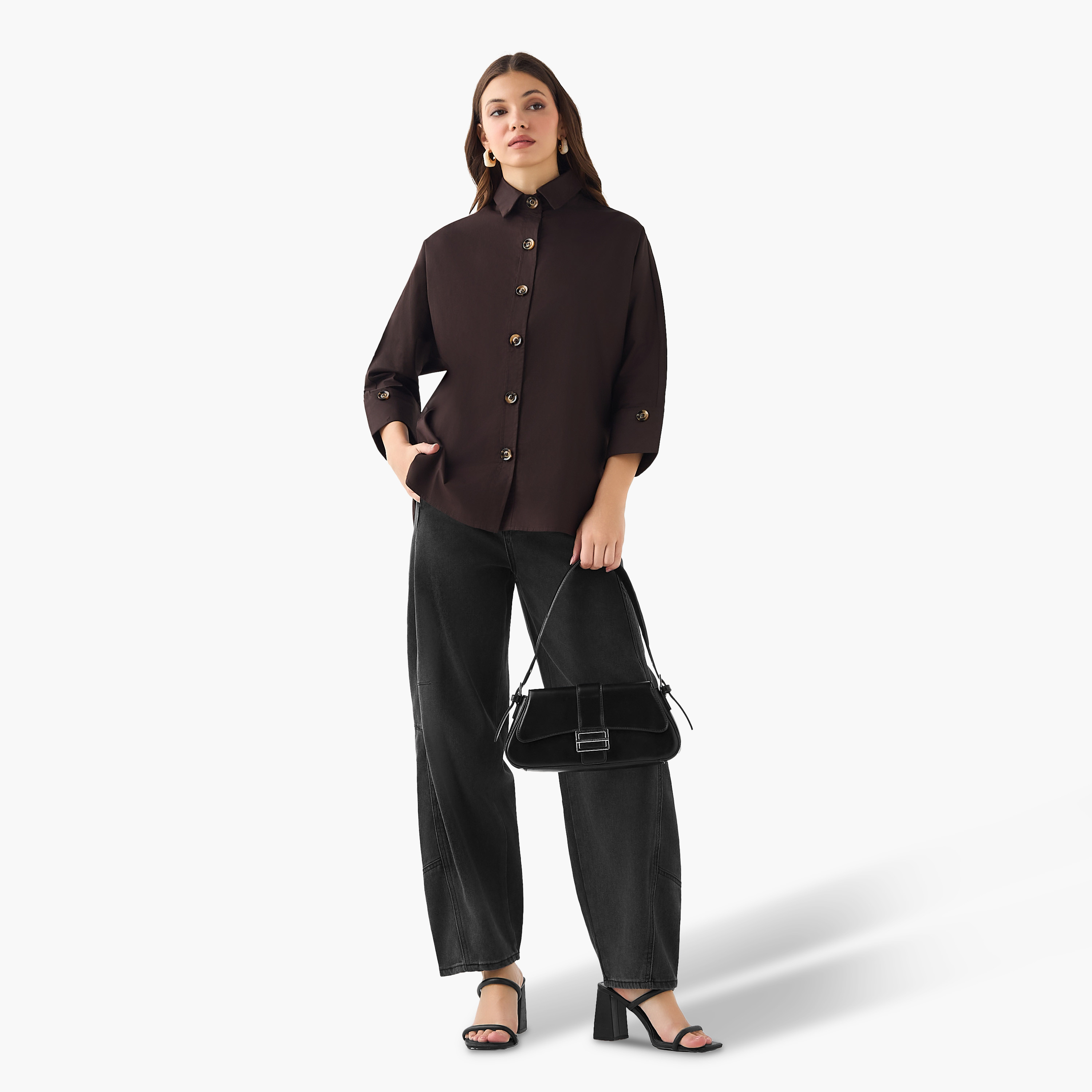 2Xtremz Cotton Oversized Shirt 3/4 Sleeves-women-clothing-shirtsandblouses-shirts-image-3