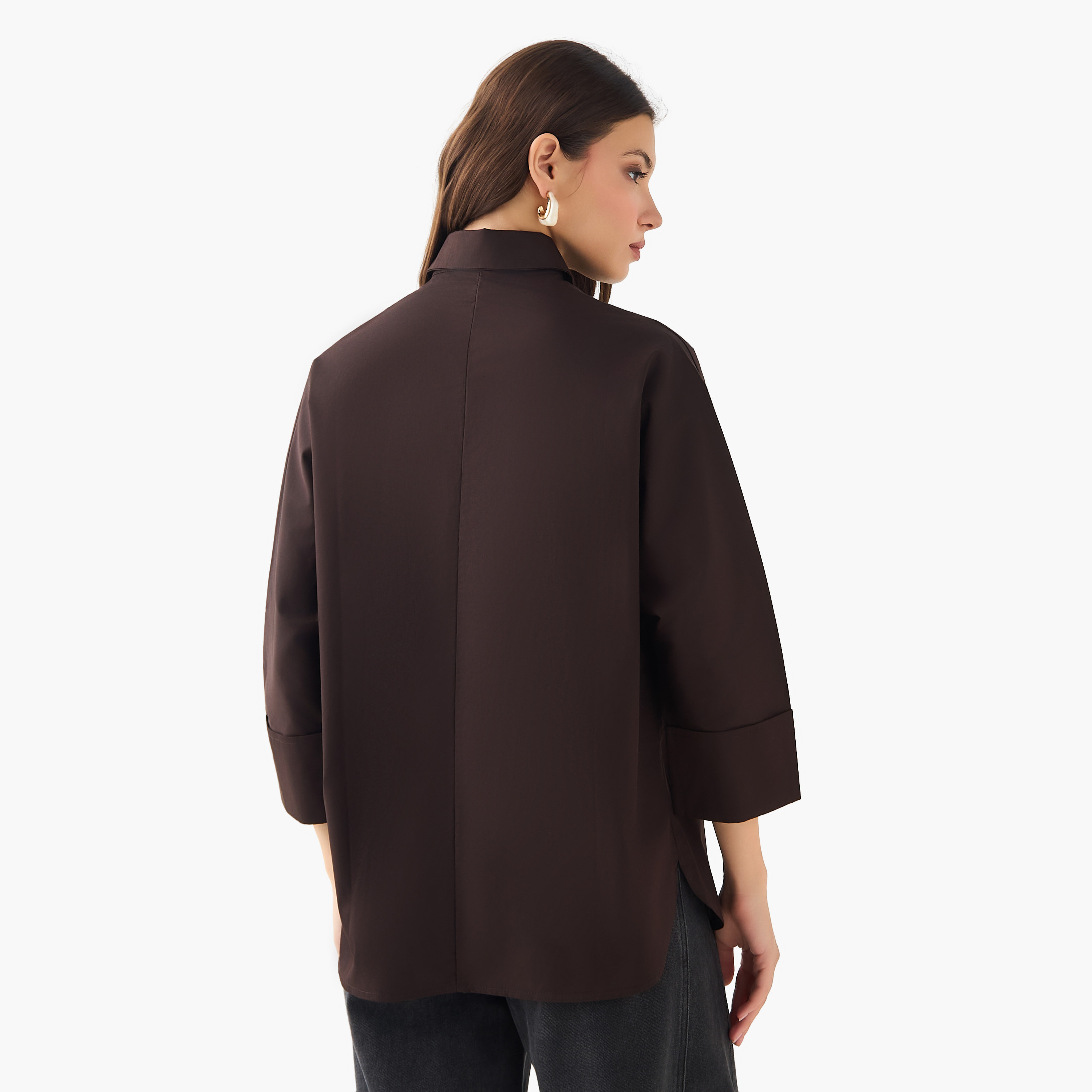 2Xtremz Cotton Oversized Shirt 3/4 Sleeves-women-clothing-shirtsandblouses-shirts-image-5