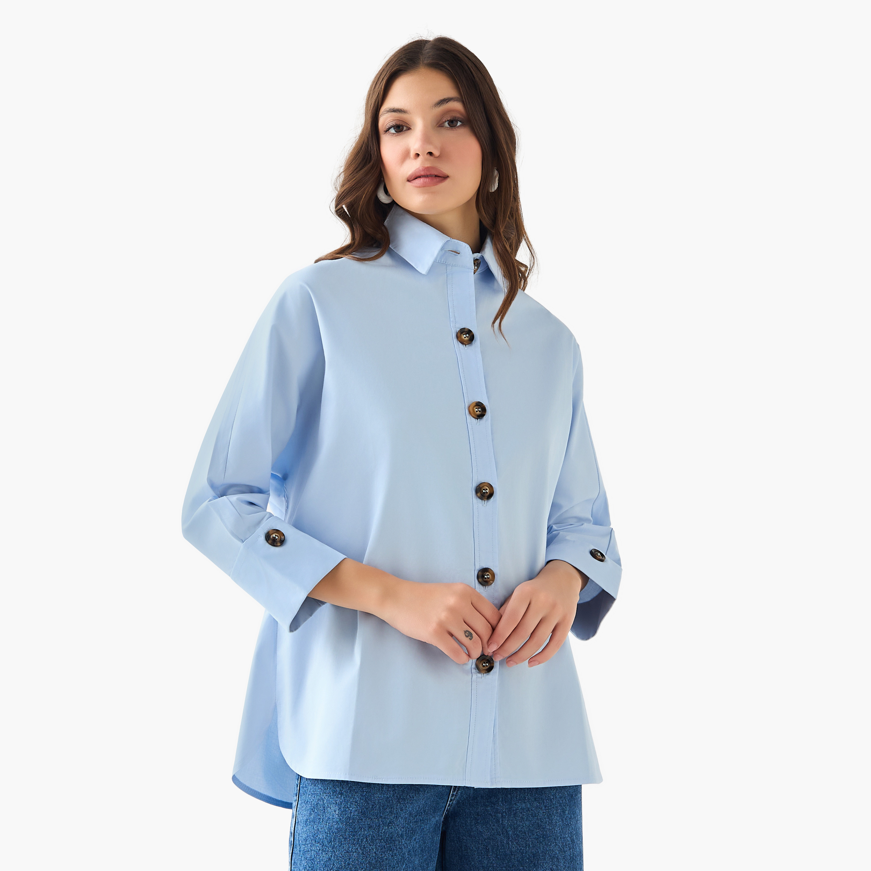 2Xtremz Cotton Oversized Shirt 3/4 Sleeves-women-clothing-shirtsandblouses-shirts-image-2