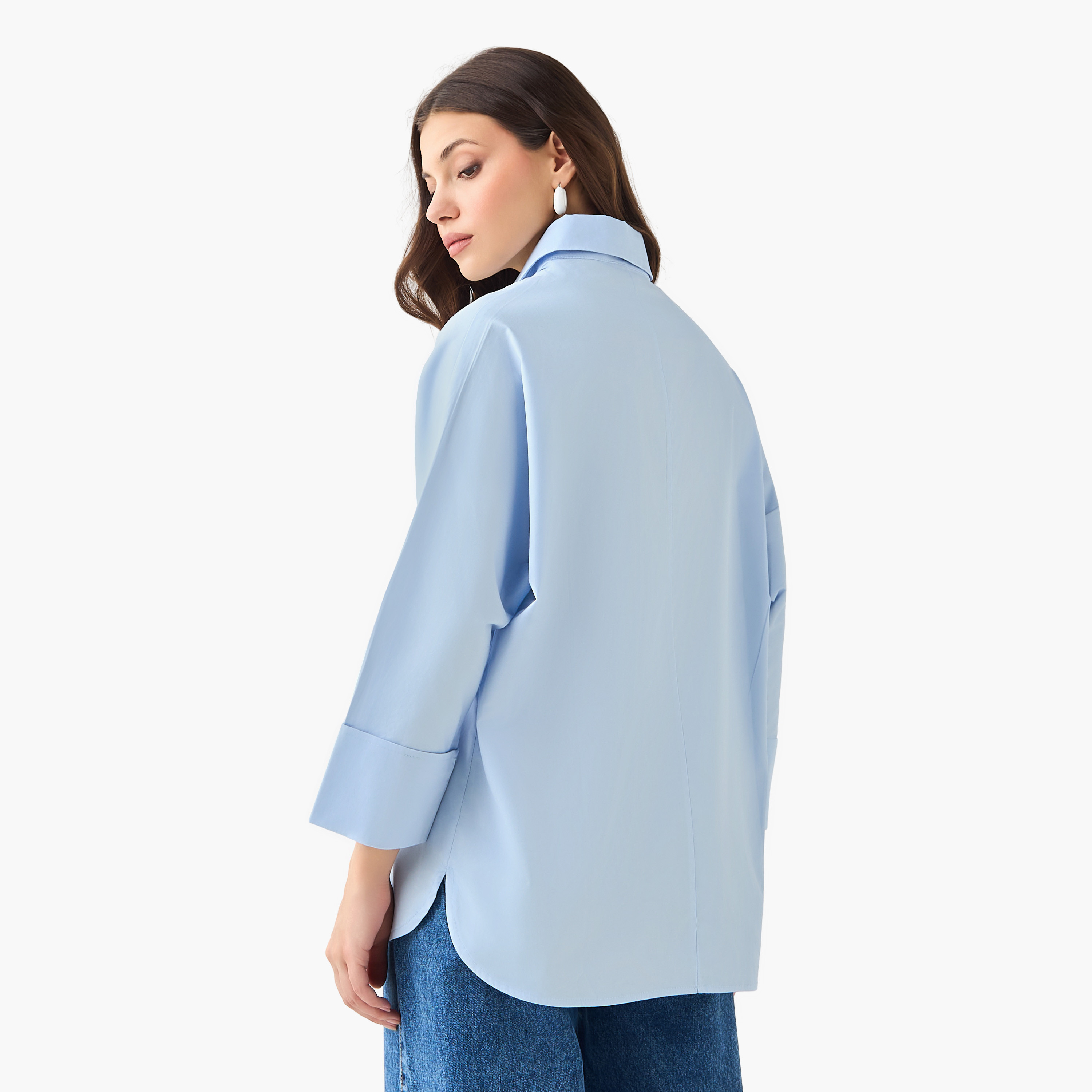 2Xtremz Cotton Oversized Shirt 3/4 Sleeves-women-clothing-shirtsandblouses-shirts-image-4