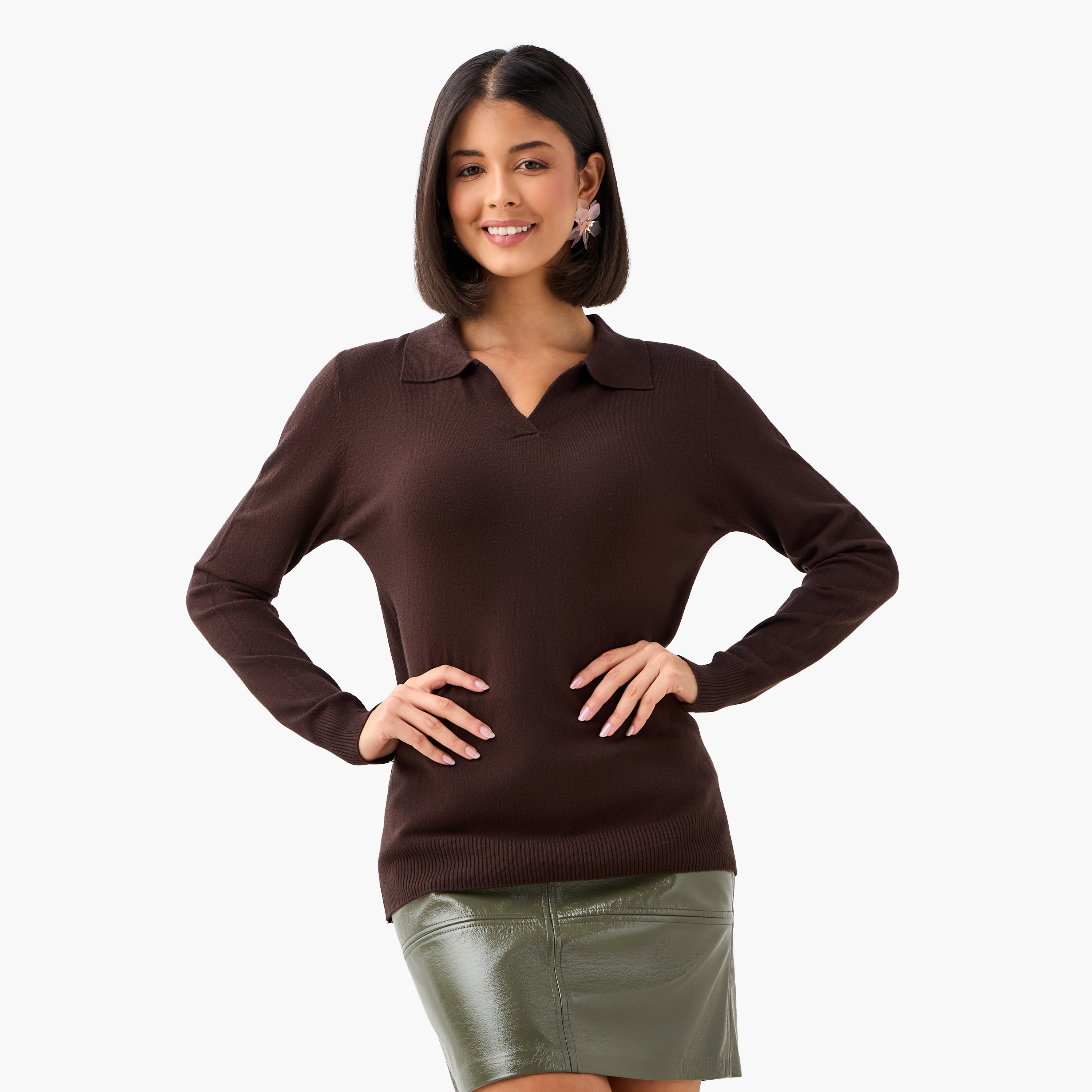 2Xtremz Regular Fit Collared Tricot Sweater-women-clothing-cardigansandjumpers-jumpers-image-3