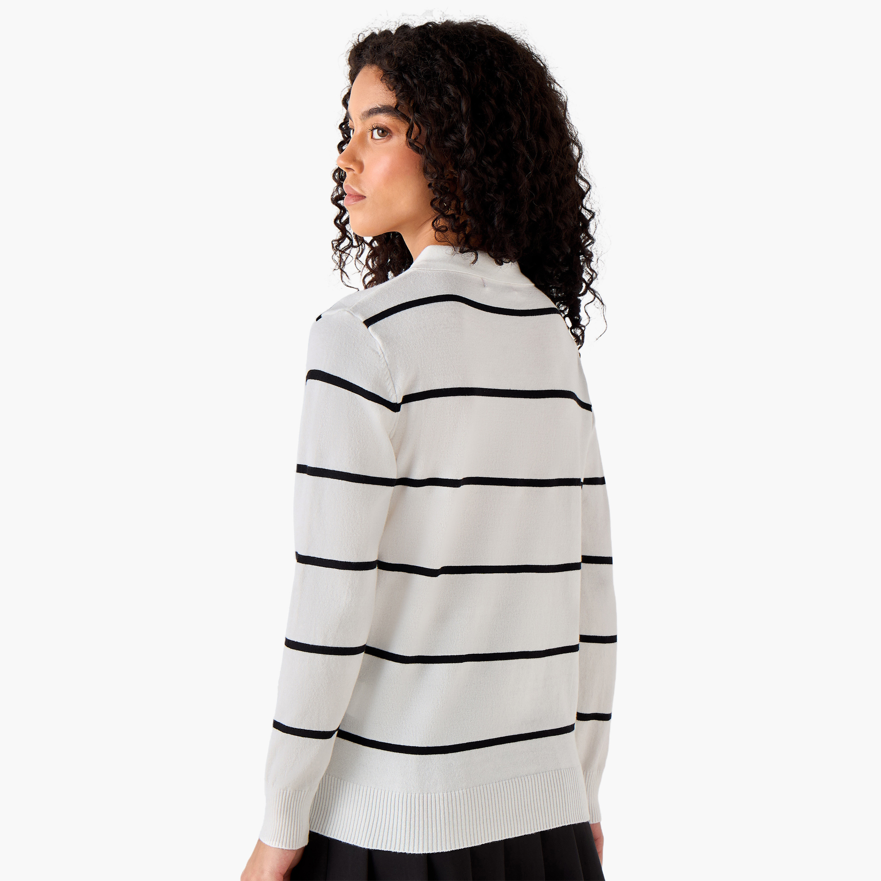 كنزة تريكو بقصّة عادية وياقة مخططة من تو إكستريمز-women-clothing-cardigansandjumpers-jumpers-image-3