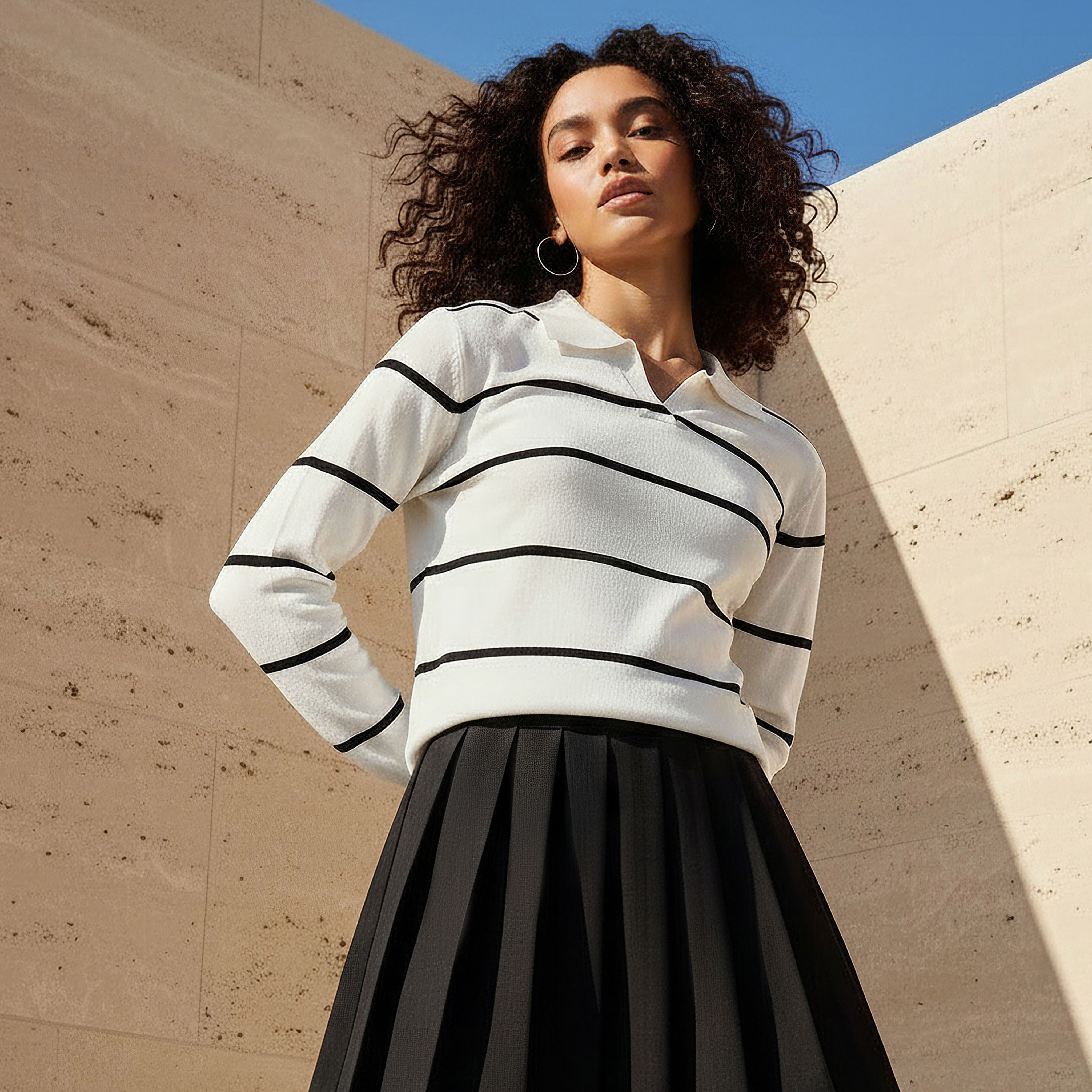 كنزة تريكو بقصّة عادية وياقة مخططة من تو إكستريمز-women-clothing-cardigansandjumpers-jumpers-image-6