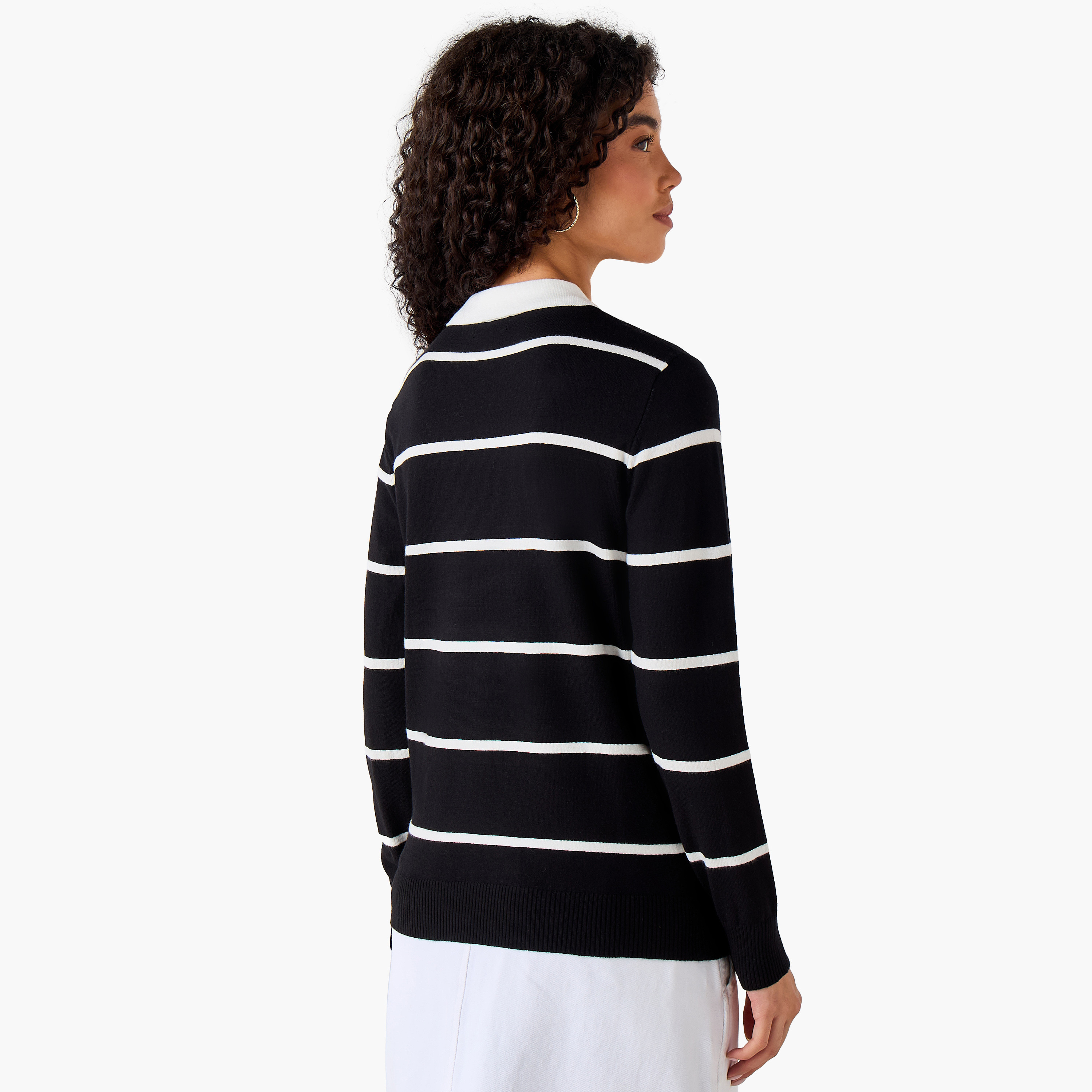 كنزة تريكو بقصّة عادية وياقة مخططة من تو إكستريمز-women-clothing-cardigansandjumpers-jumpers-image-3