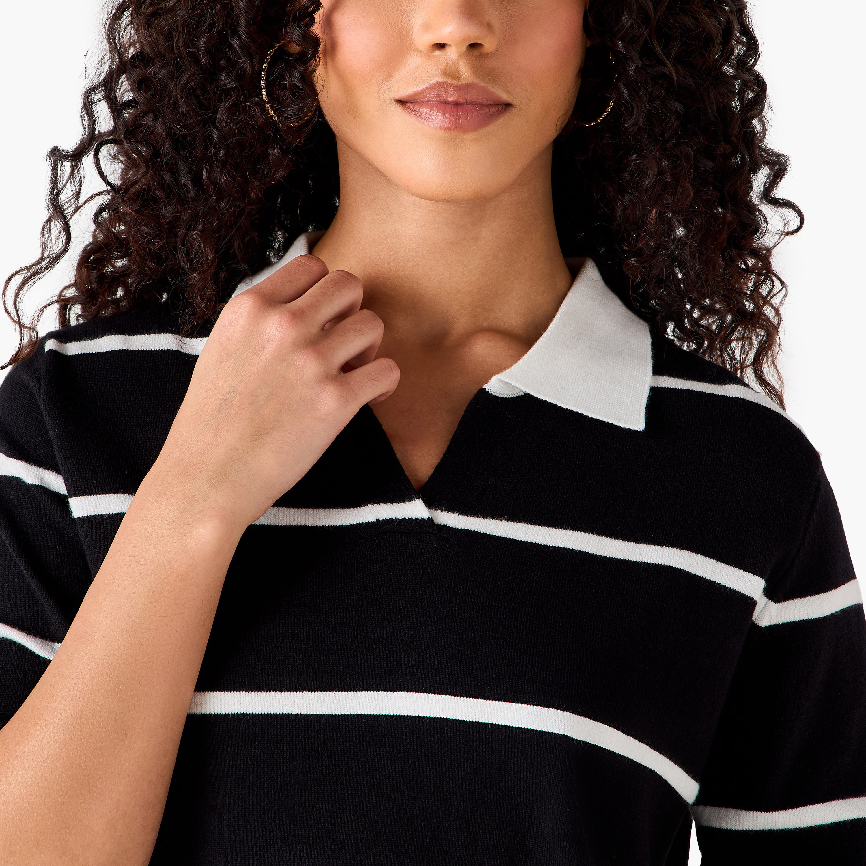 كنزة تريكو بقصّة عادية وياقة مخططة من تو إكستريمز-women-clothing-cardigansandjumpers-jumpers-image-2