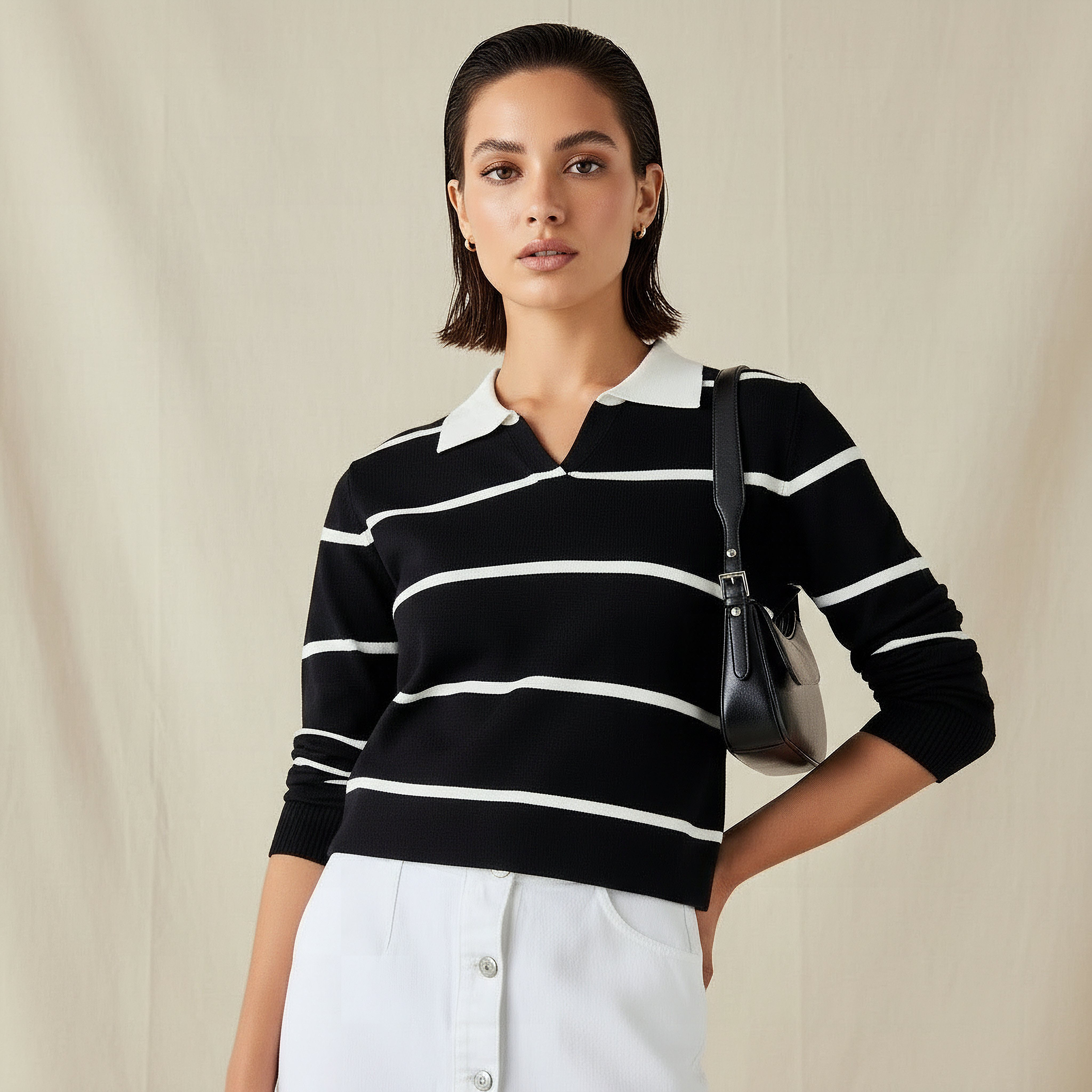 كنزة تريكو بقصّة عادية وياقة مخططة من تو إكستريمز-women-clothing-cardigansandjumpers-jumpers-image-6