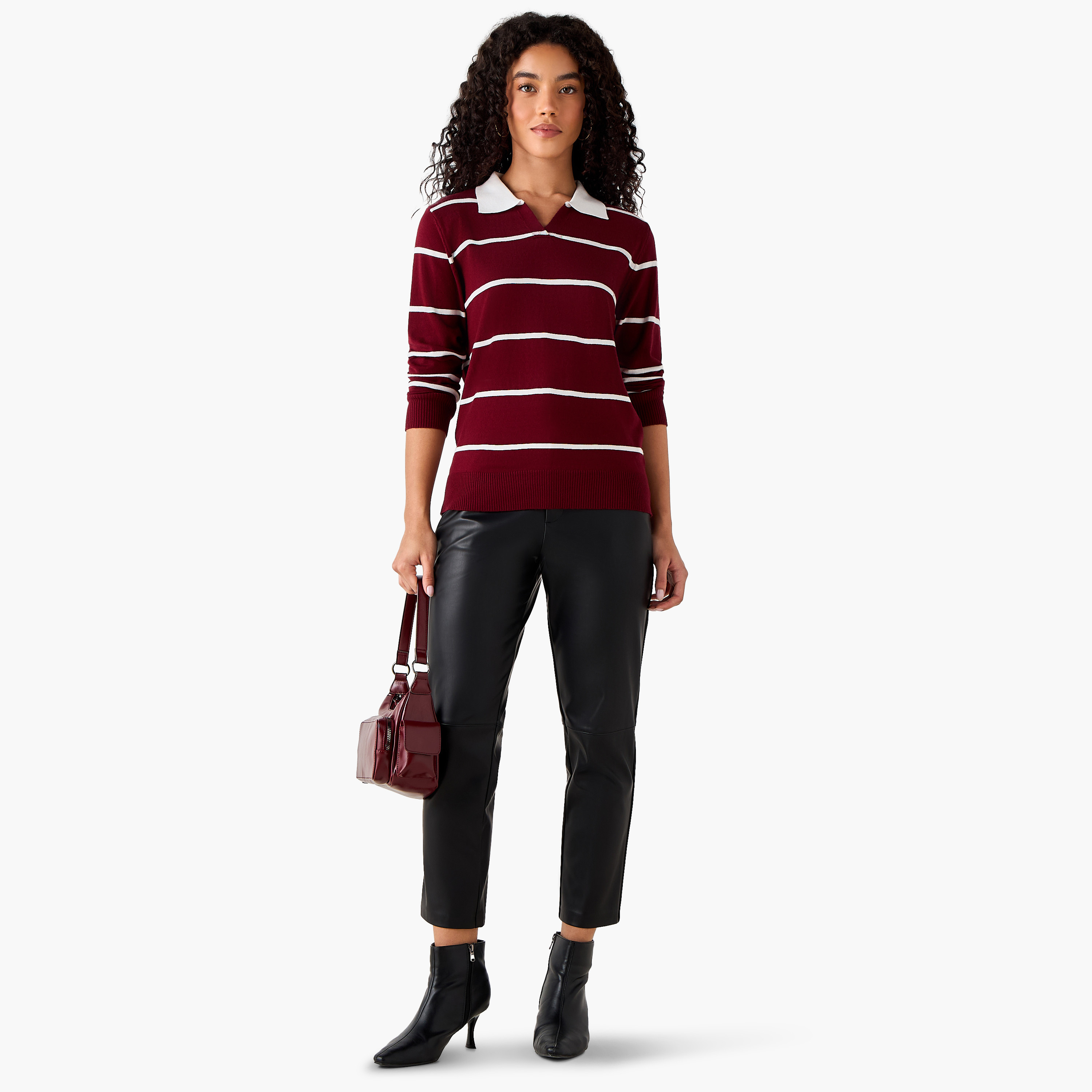كنزة تريكو بقصّة عادية وياقة مخططة من تو إكستريمز-women-clothing-cardigansandjumpers-jumpers-image-4