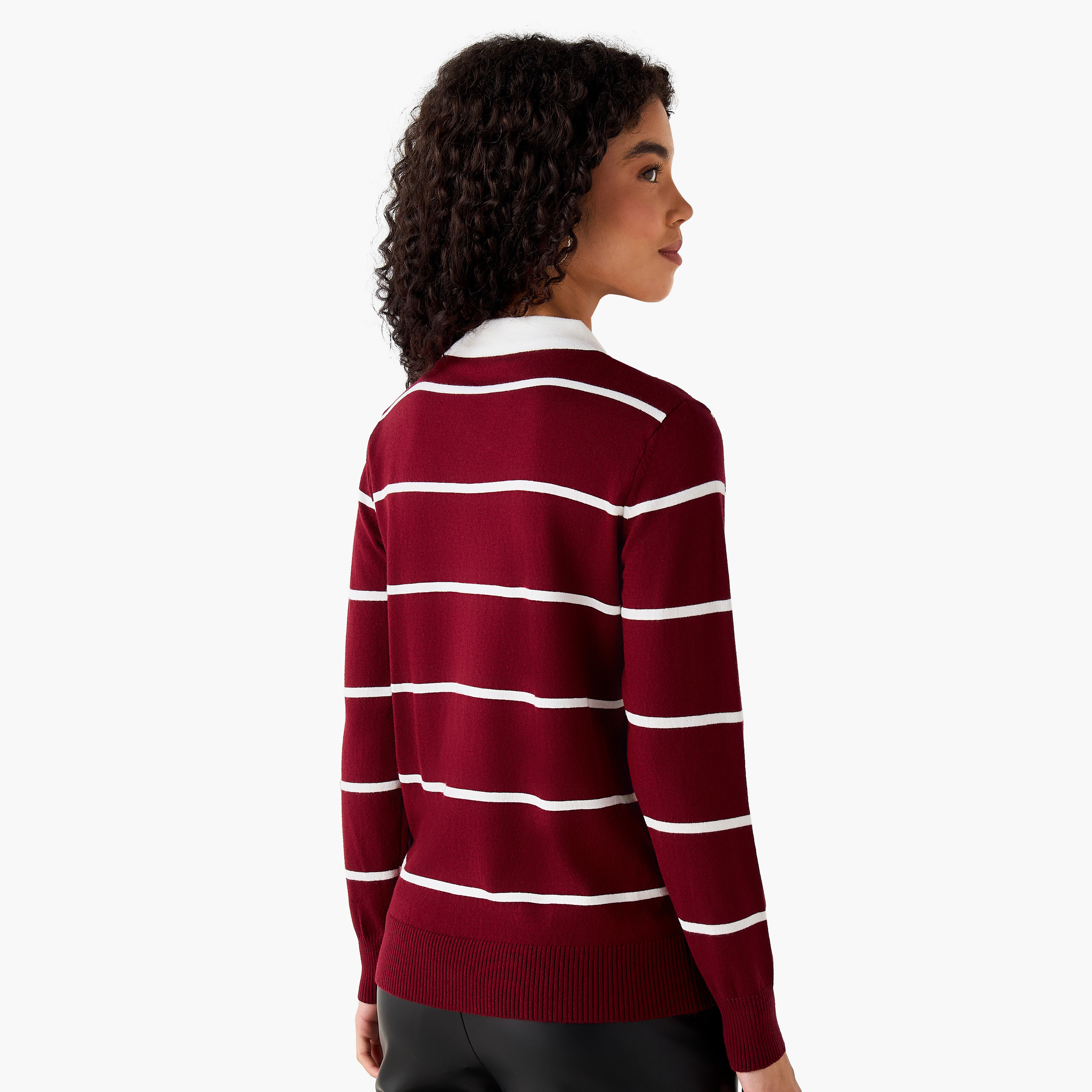 كنزة تريكو بقصّة عادية وياقة مخططة من تو إكستريمز-women-clothing-cardigansandjumpers-jumpers-image-3