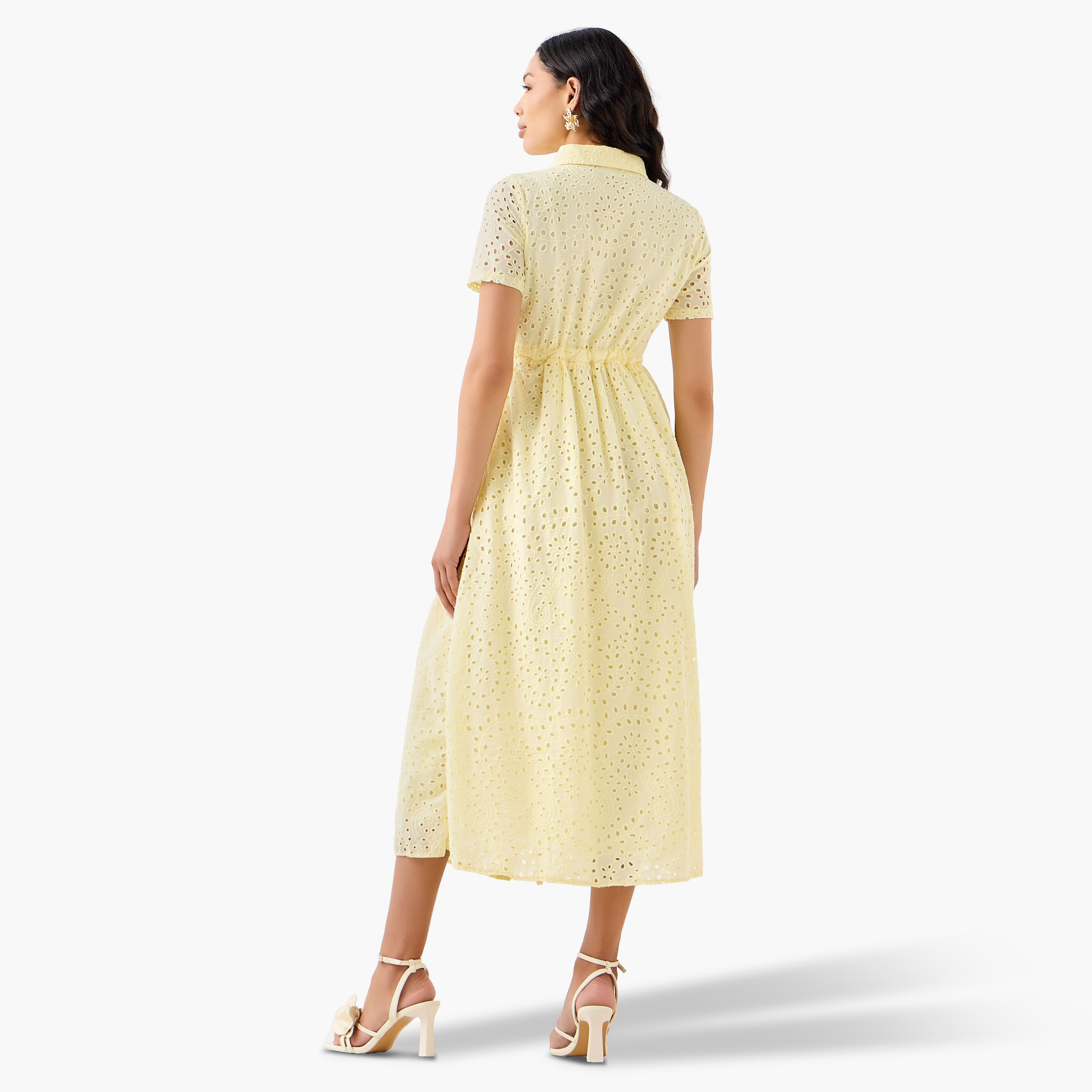 2Xtremz Belted Midi Cotton Shirt Dress with Schiffli Embroidery-women-clothing-dresses-image-5