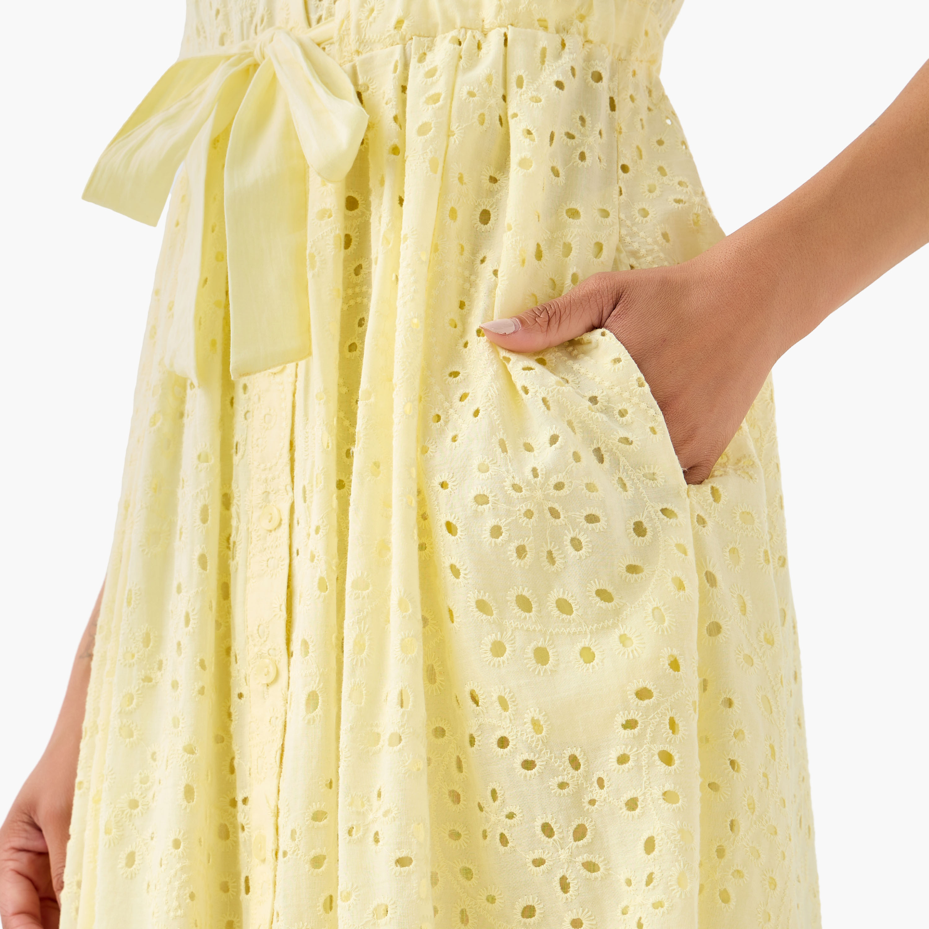 2Xtremz Belted Midi Cotton Shirt Dress with Schiffli Embroidery-women-clothing-dresses-image-6