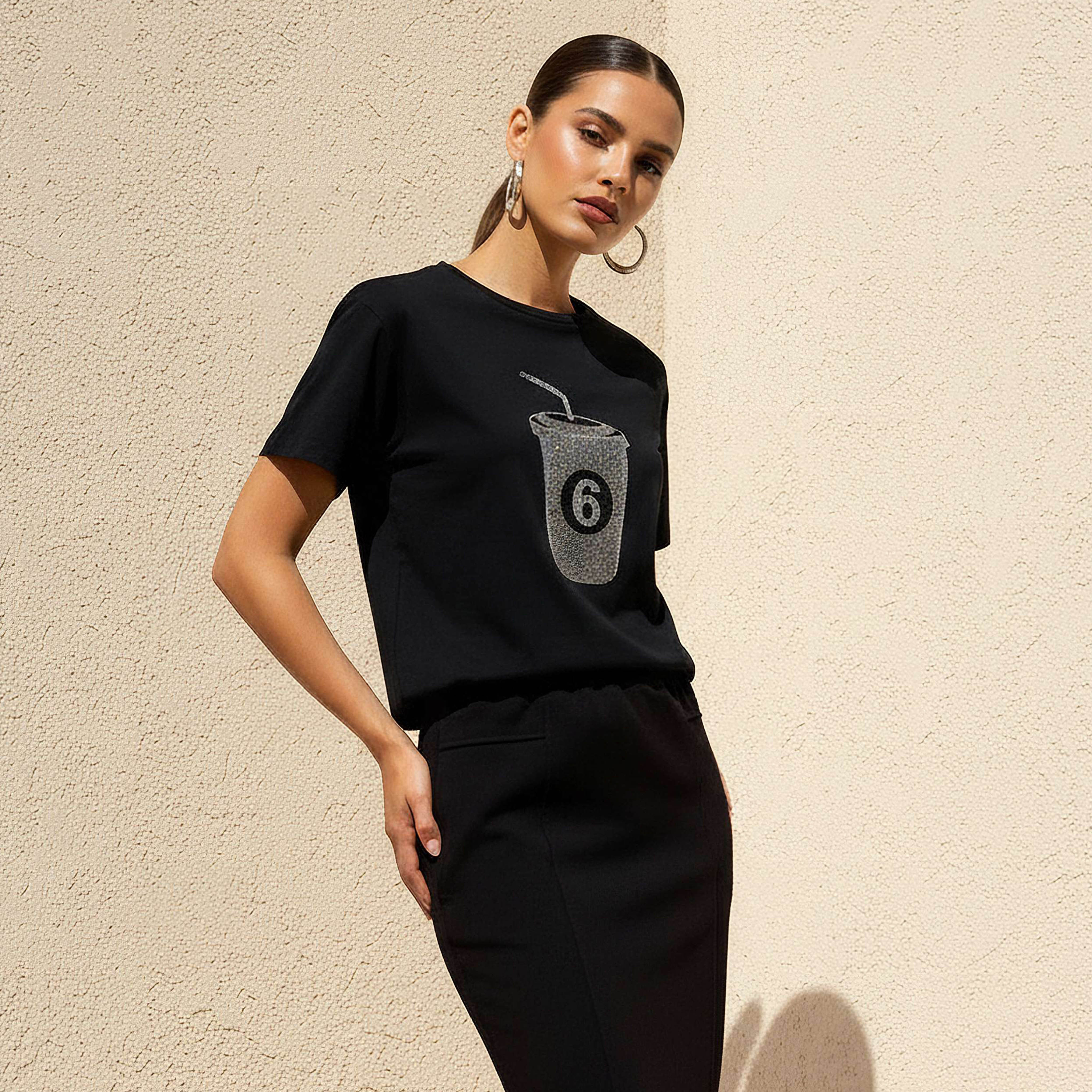 2Xtremz Cotton T-shirt with Embellished Detail-women-clothing-tshirts-image-1